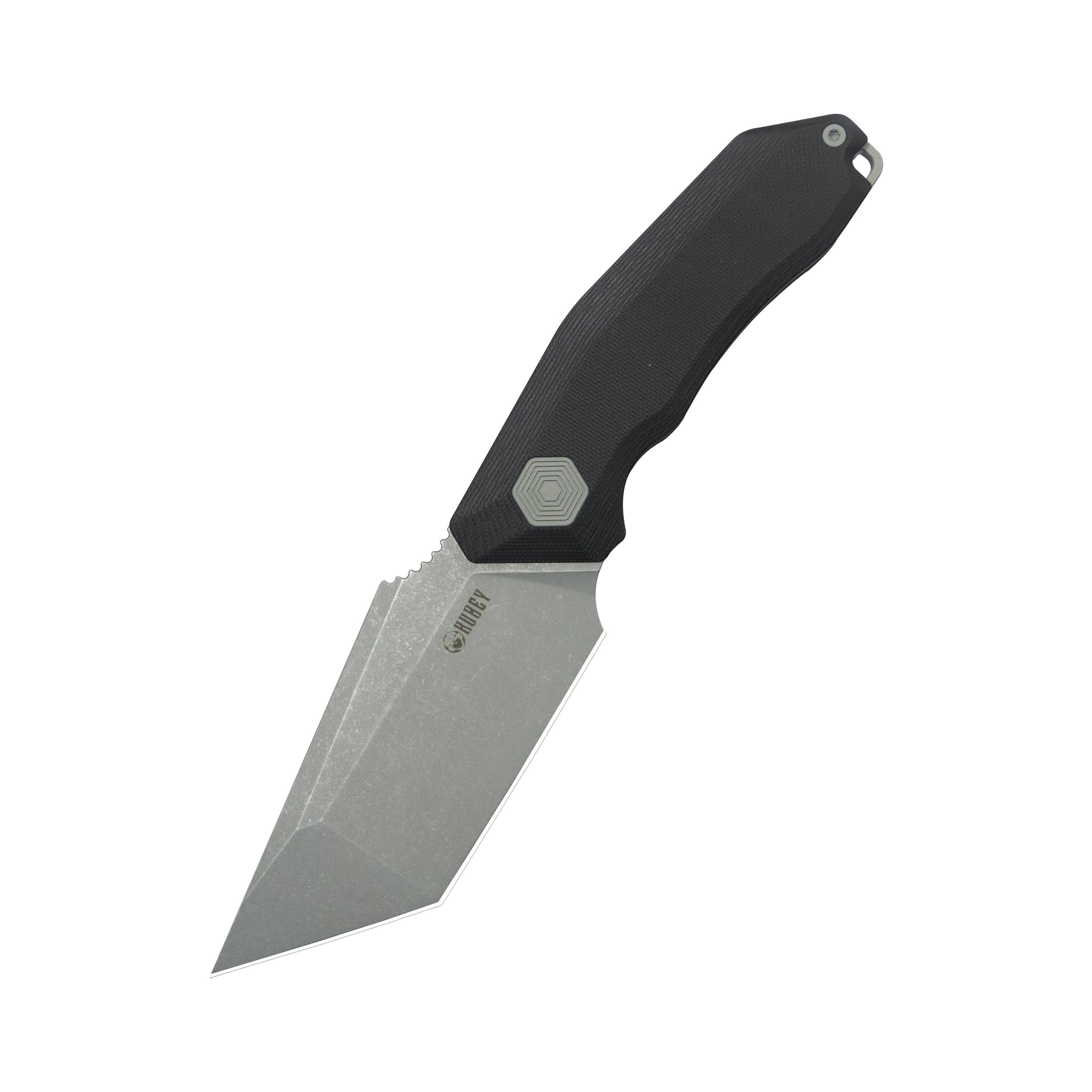 Kubey Yokai Fixed Blade Knife Black G-10 Handle 4.06'' Stonewashed 14C28N Blade KU382A