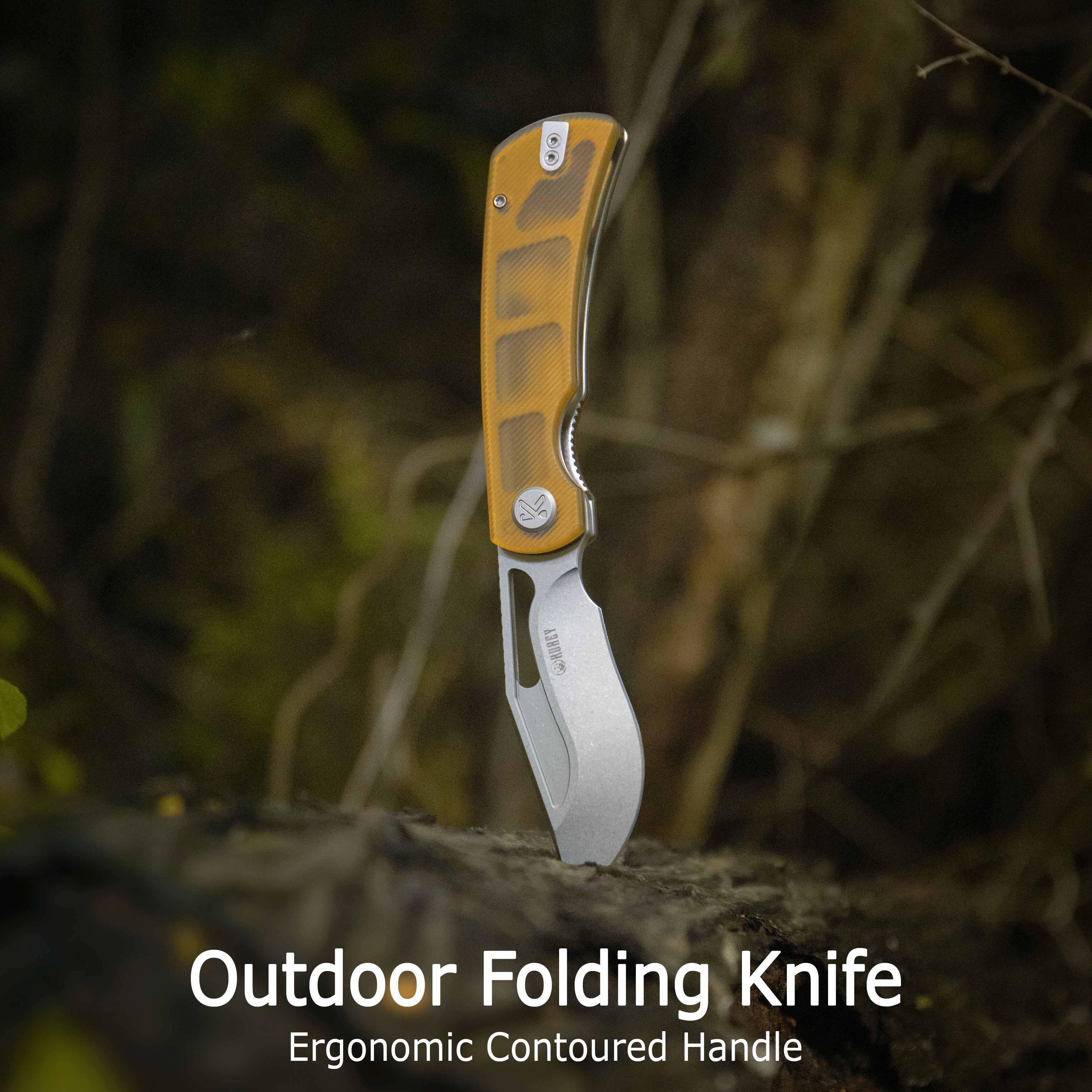 Kubey Gurkha EDC Folding Knife Black G-10 Handle 3.50" Beadblast Sandvik 14C28N Blade Knife KU397A