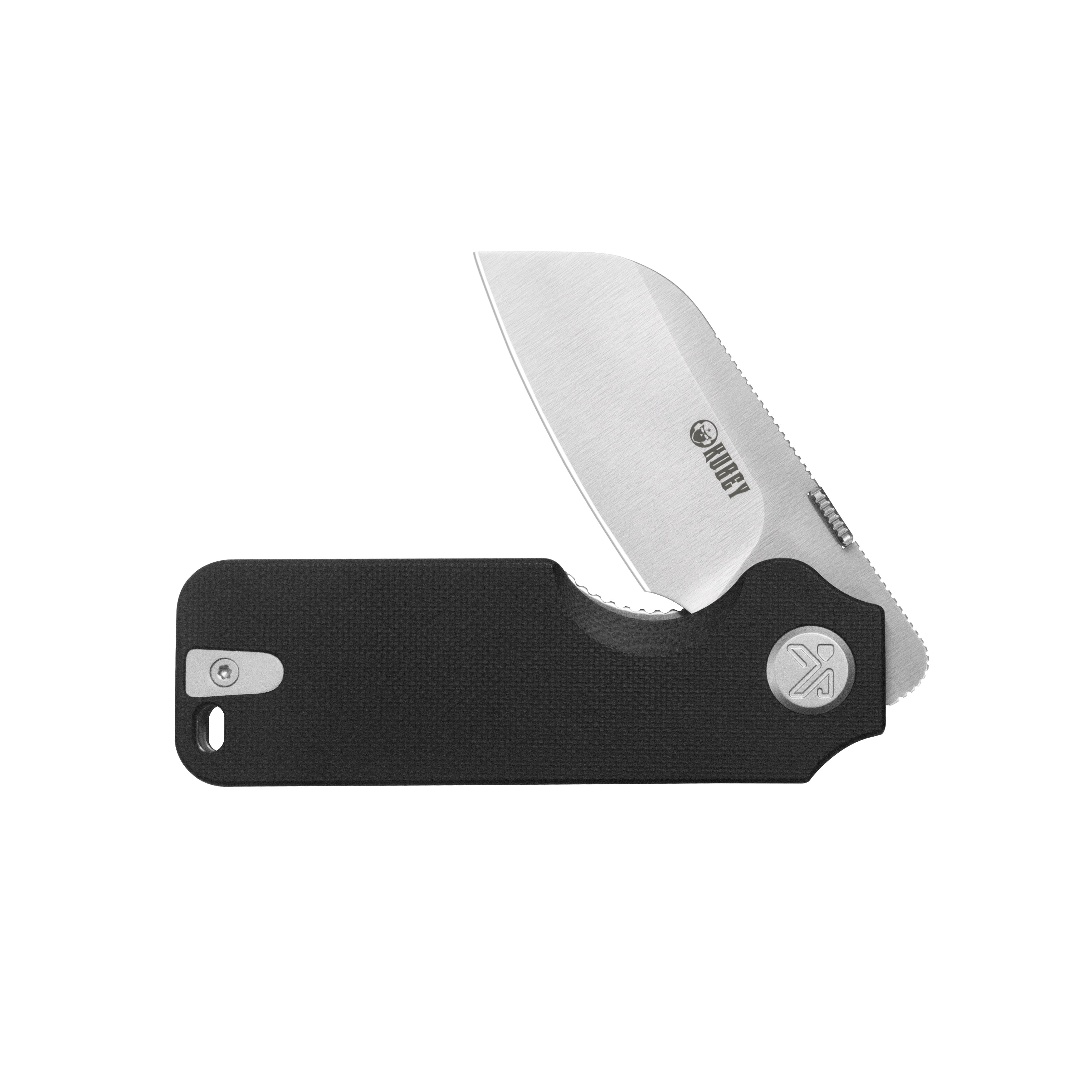 Boxer Liner Lock Flipper Folding Knife Black G10 Handle 2.4" Satin 14C28N KU407A