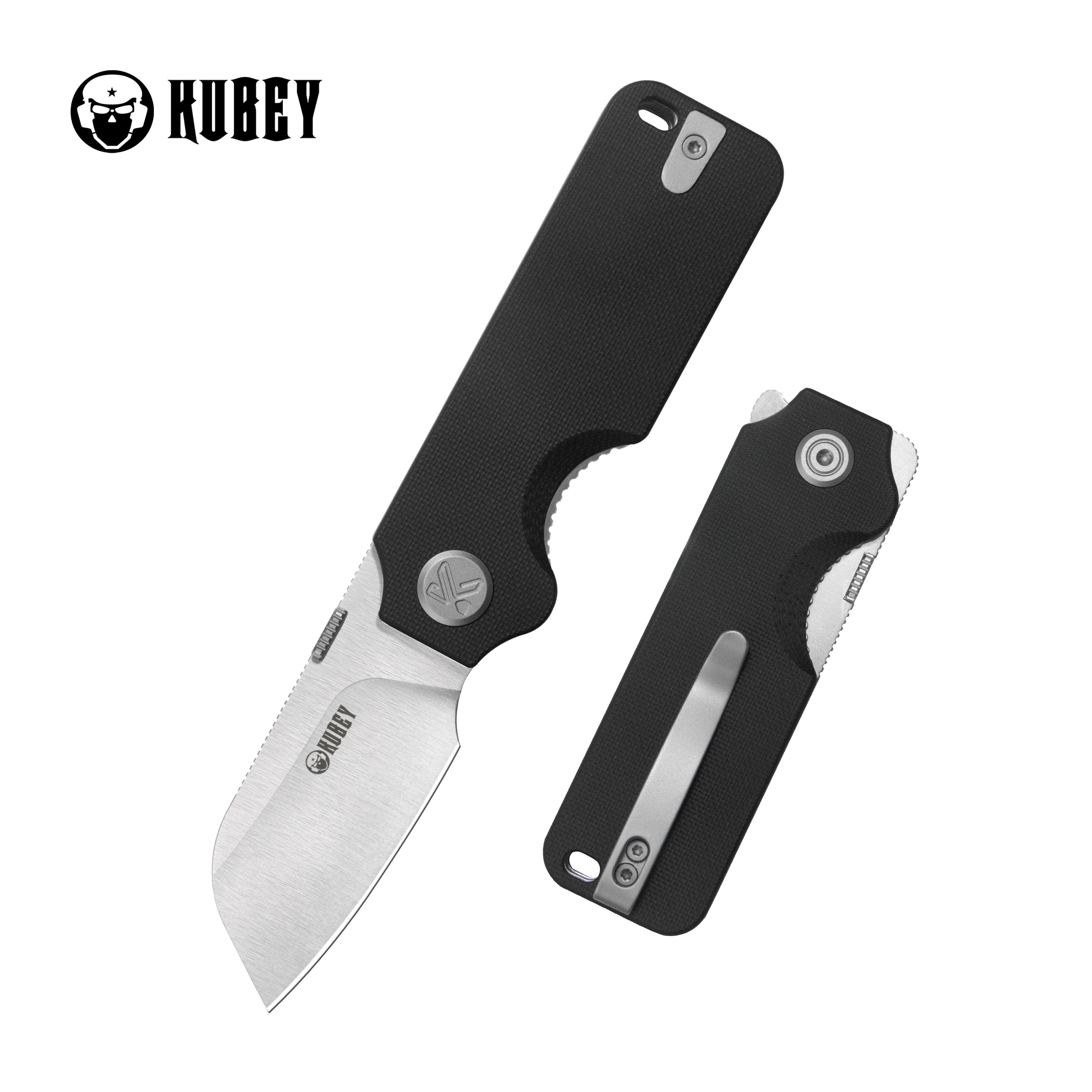 Boxer Liner Lock Flipper Folding Knife Black G10 Handle 2.4" Satin 14C28N KU407A