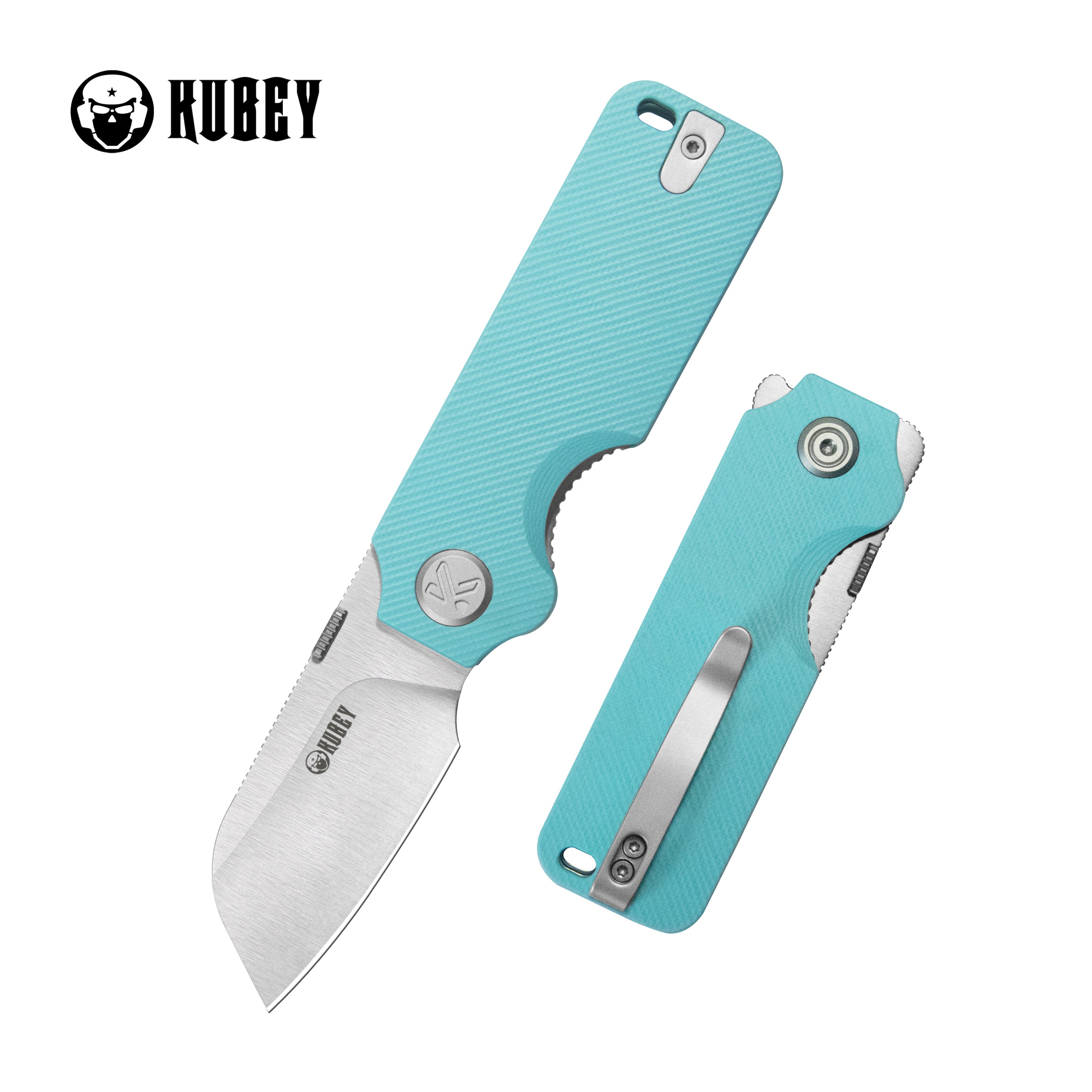 Boxer Liner Lock Flipper Folding Knife Blue G10 Handle 2.4" Satin 14C28N KU407B