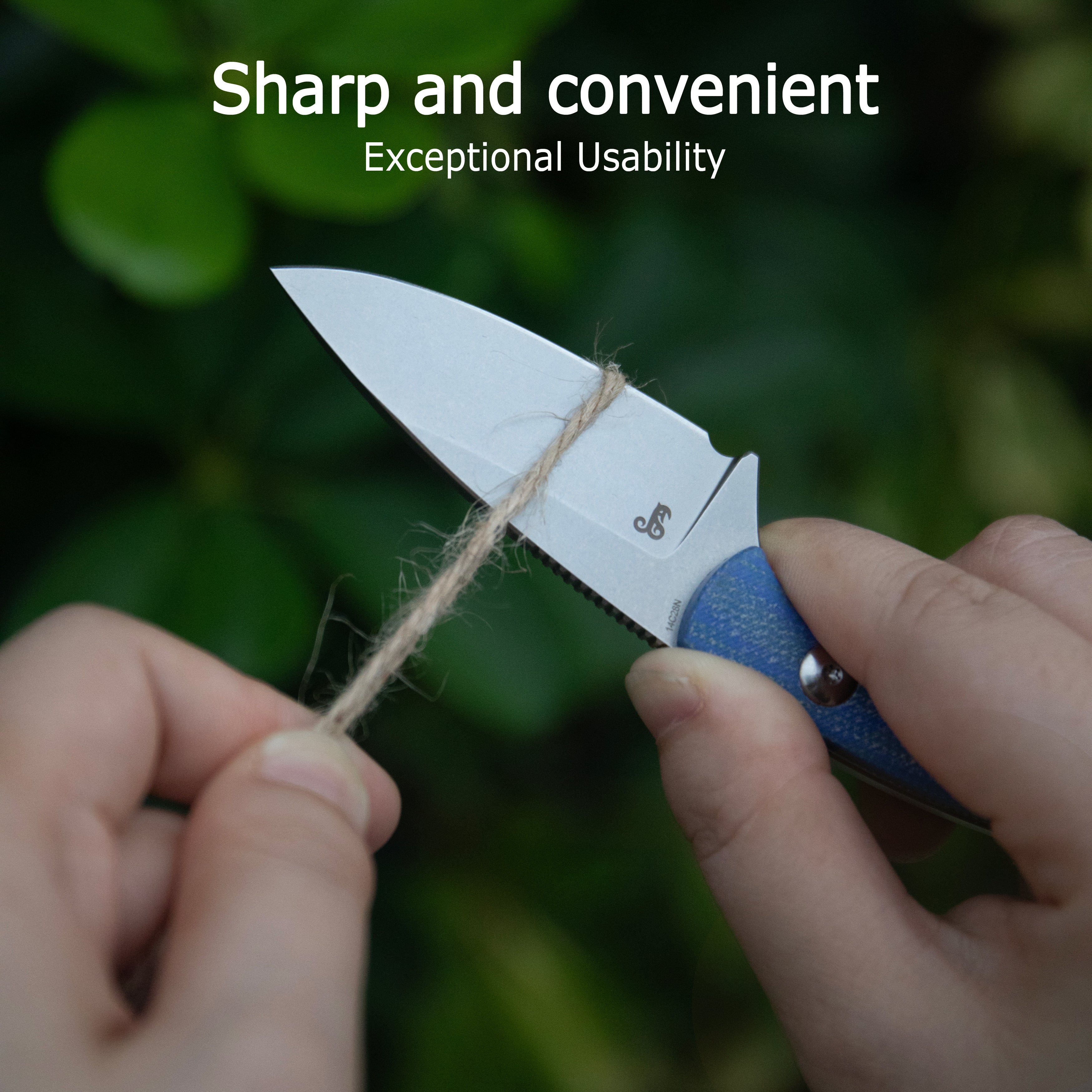 Kubey Bloom Fixed Blade Knife Black Coarse Micarta Handle 2.60" Beadblast 14C28N Blade KU411A