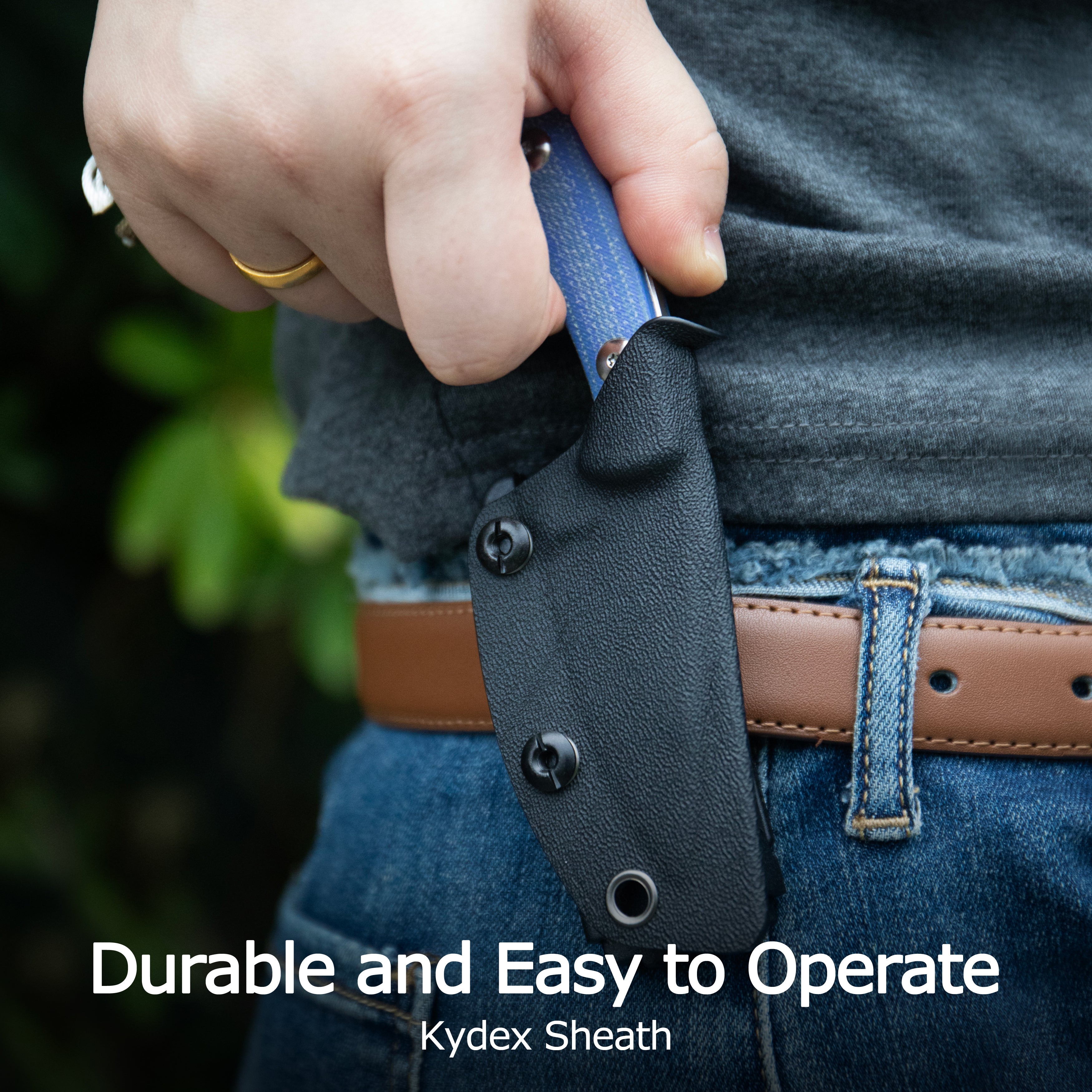 Kubey Bloom Fixed Blade Knife Ultem w/ Diagonal Milling Handle 2.60" Beadblast 14C28N Blade KU411C