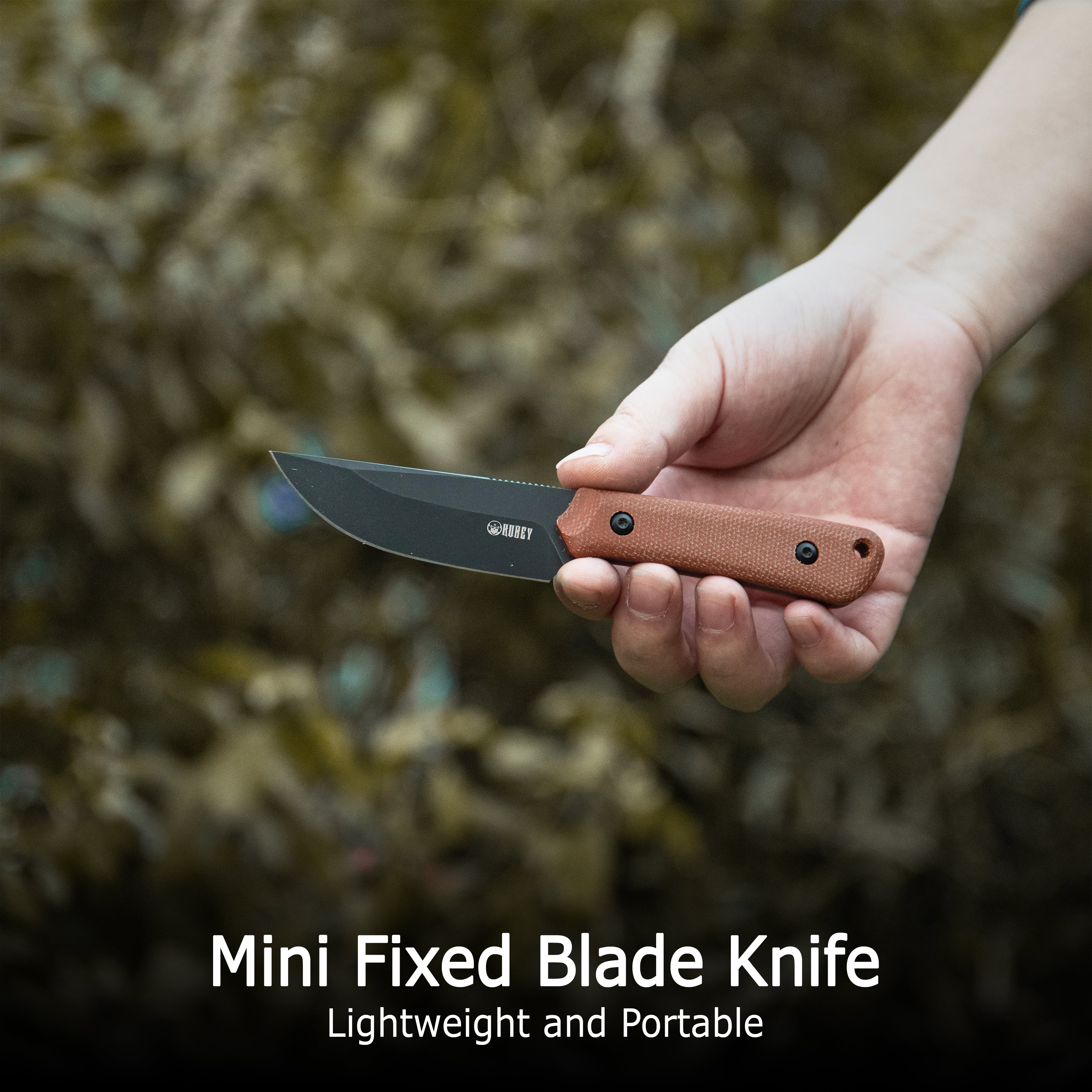 Kubey Thorn Fixed Blade Knife Black G10 Handle 2.8" Blackwash 14C28N Blade KU413B