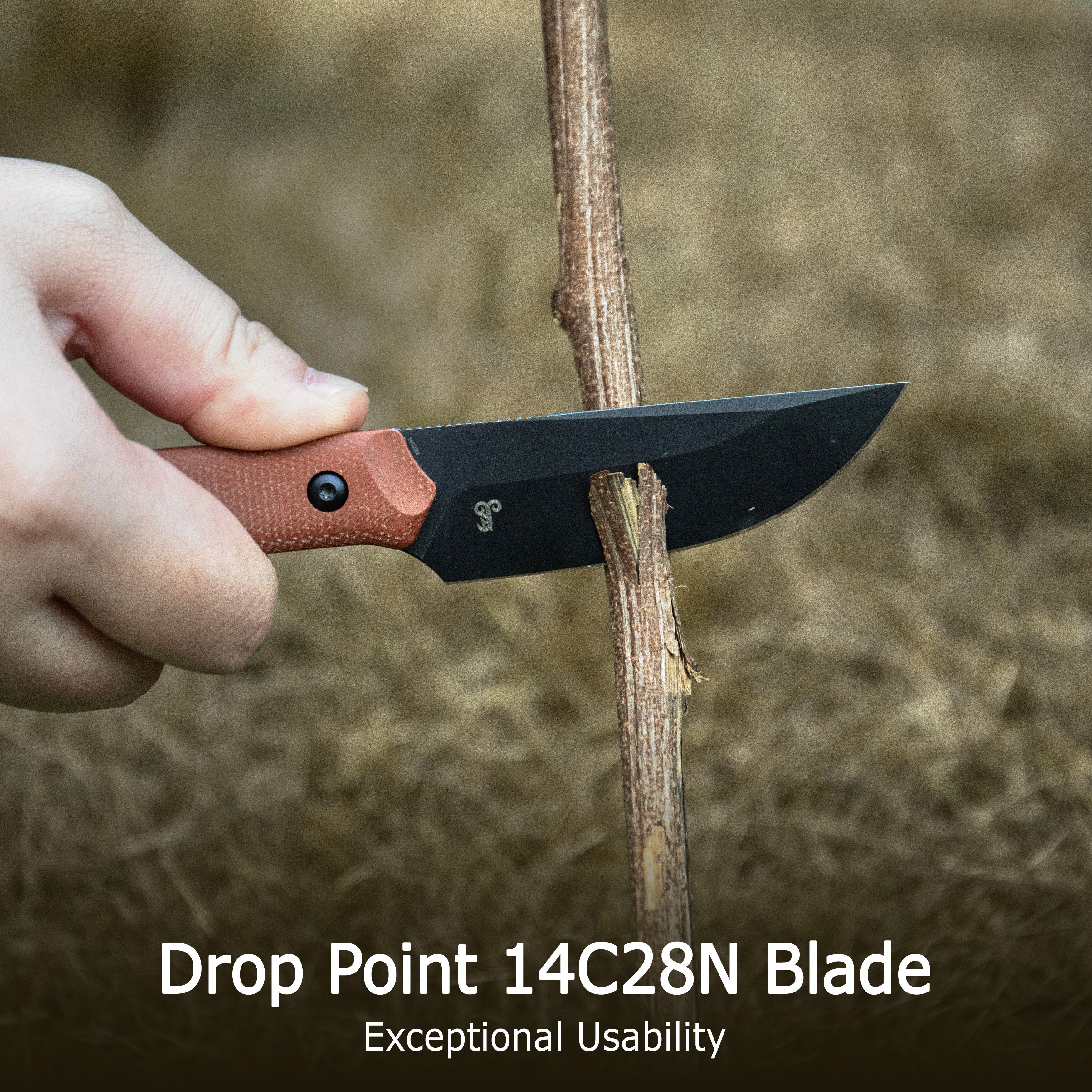 Kubey Thorn Fixed Blade Knife Black G10 Handle 2.8" Blackwash 14C28N Blade KU413B