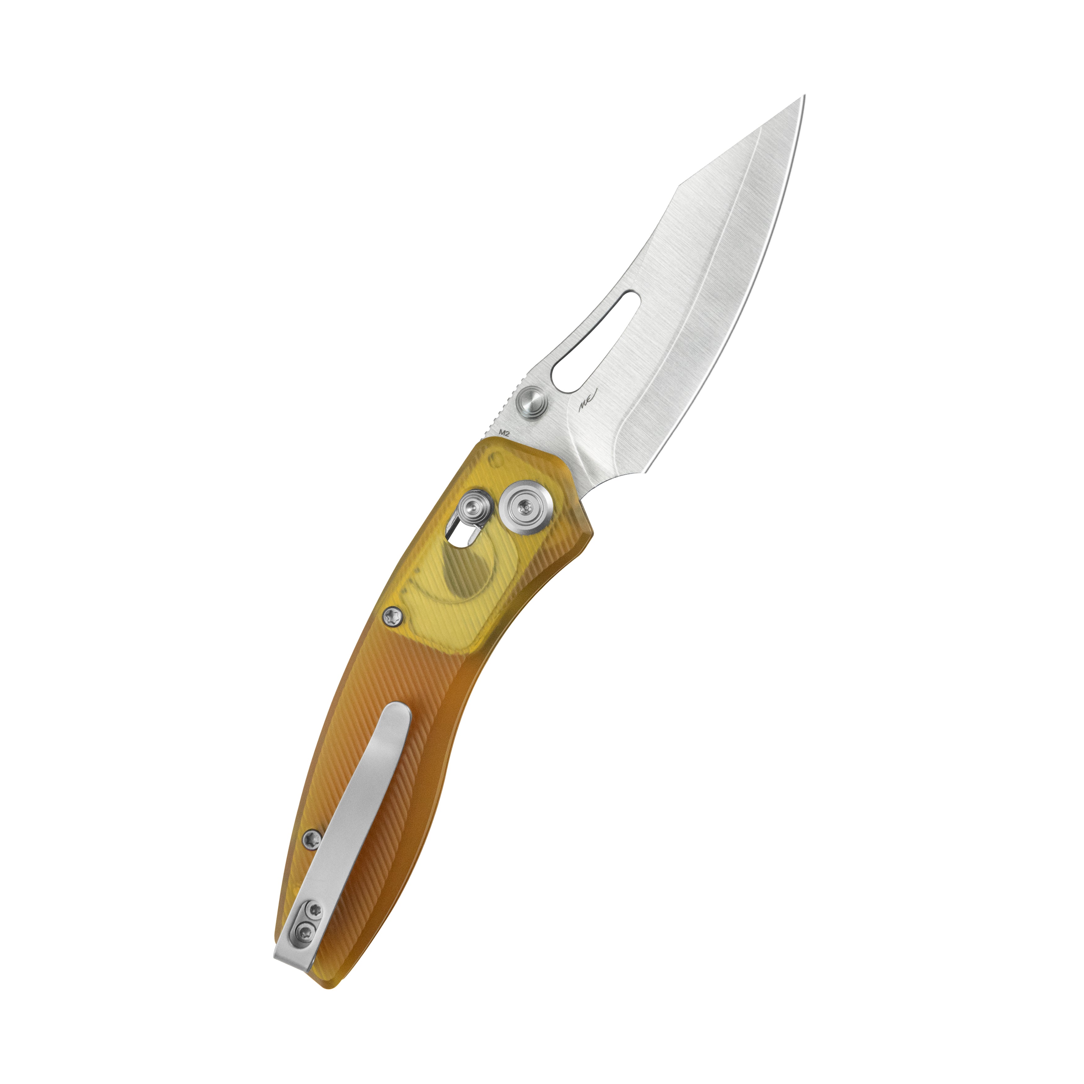 Kubey Caiman Crossbar Everyday Carry Folding Knife Ultem Handle 3.1" Satin San Mai M2 KU421E