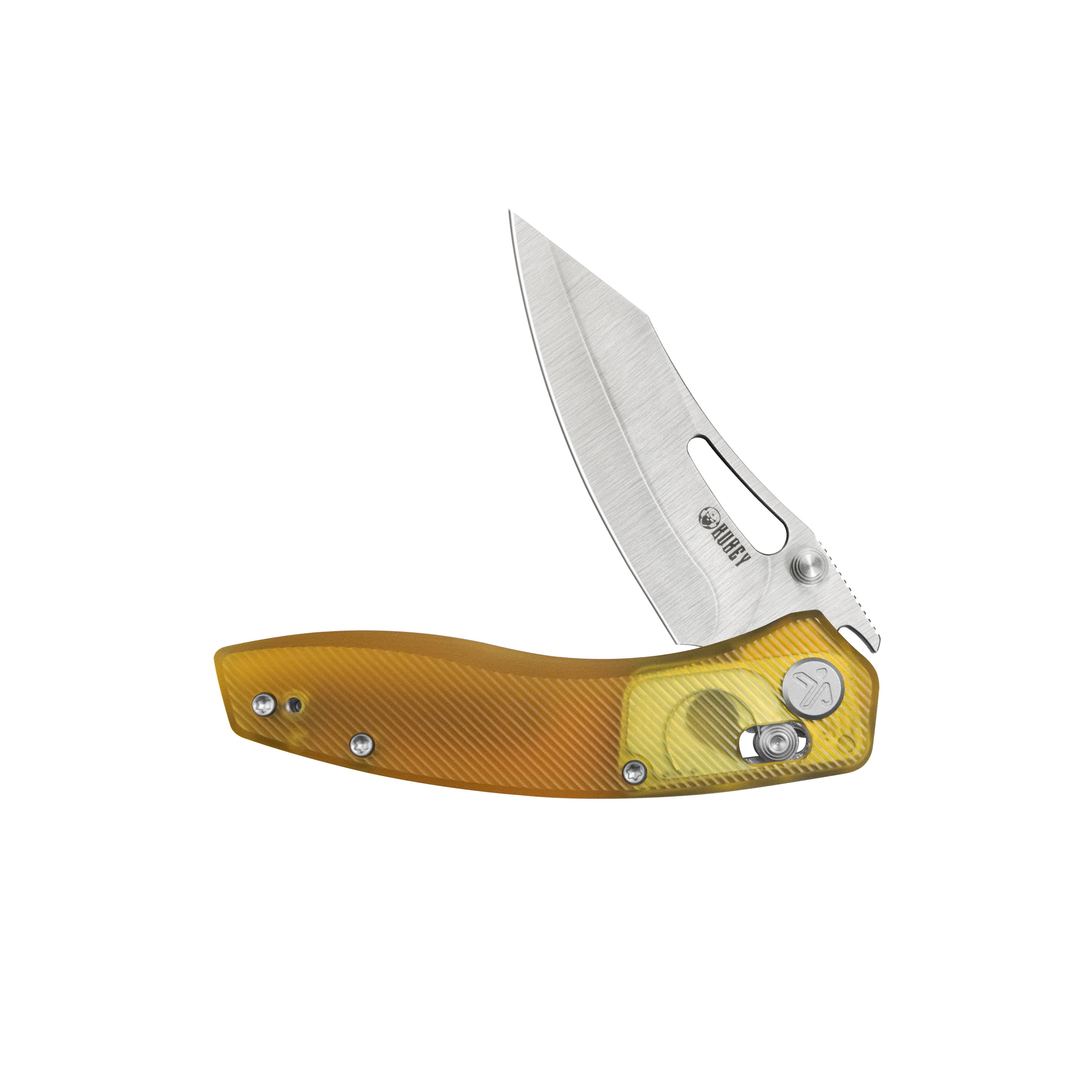 Kubey Caiman Crossbar Everyday Carry Folding Knife Ultem Handle 3.1" Satin San Mai M2 KU421E