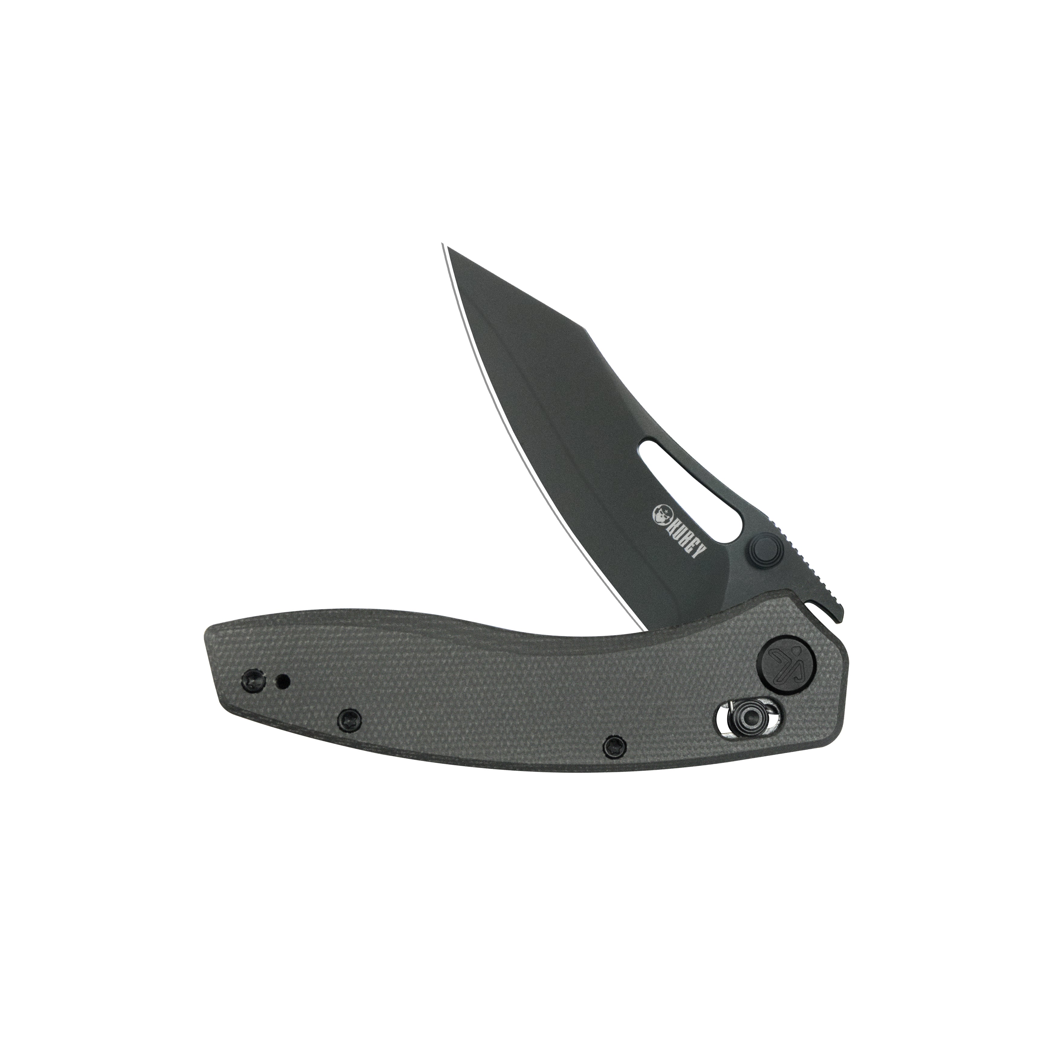 Kubey Caiman Crossbar Everyday Carry Folding Knife Black Micarta Handle 3.1" Blackwash San Mai M2 KU421F