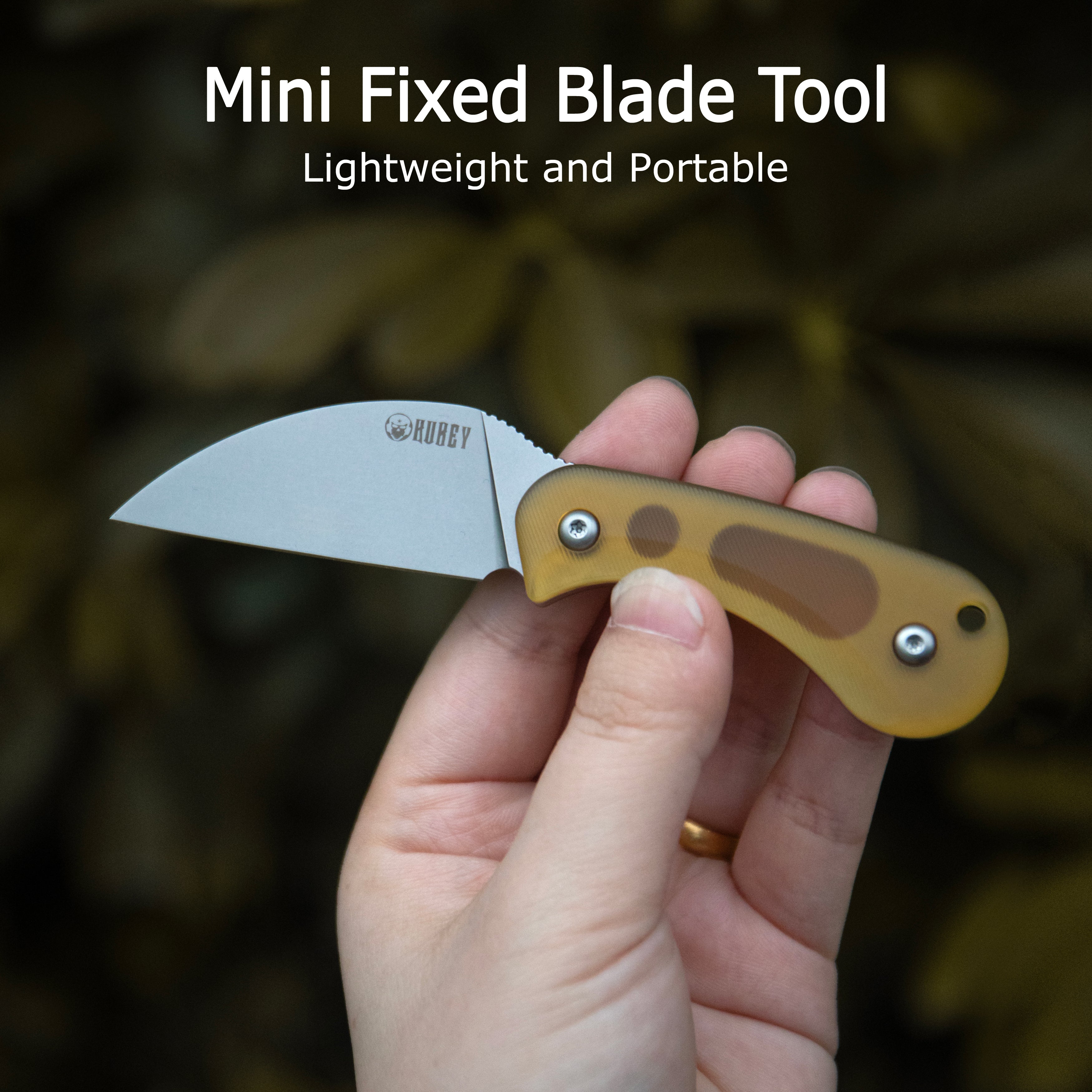 Kubey Pixie Fixed Blade Knife Black G-10 Handle 2.36" Beadblast 14C28N Blade KU424A