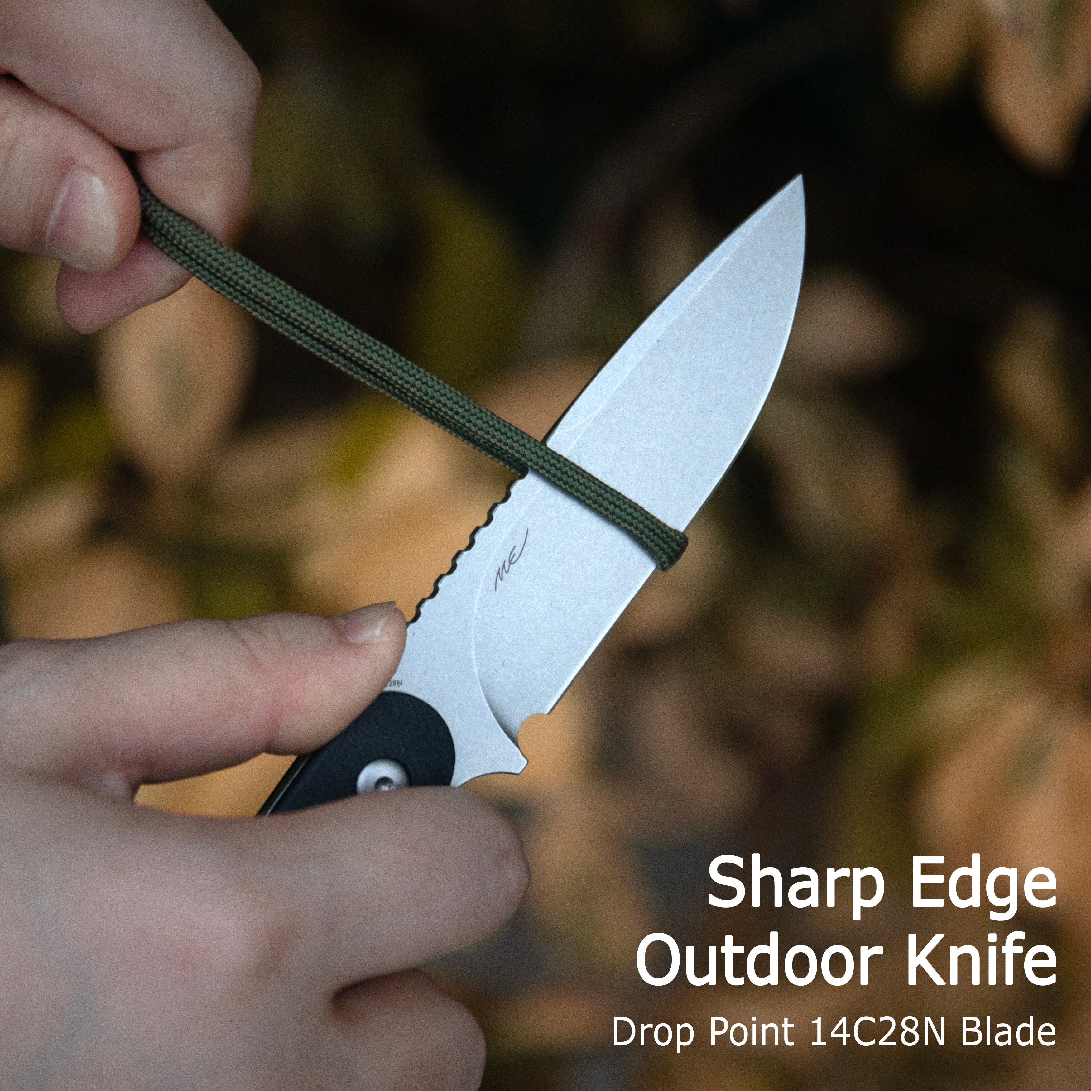 Kubey Civet Fixed Blade Knife Black G-10 Handle 3.74" Beadblast 14C28N Blade KU425A