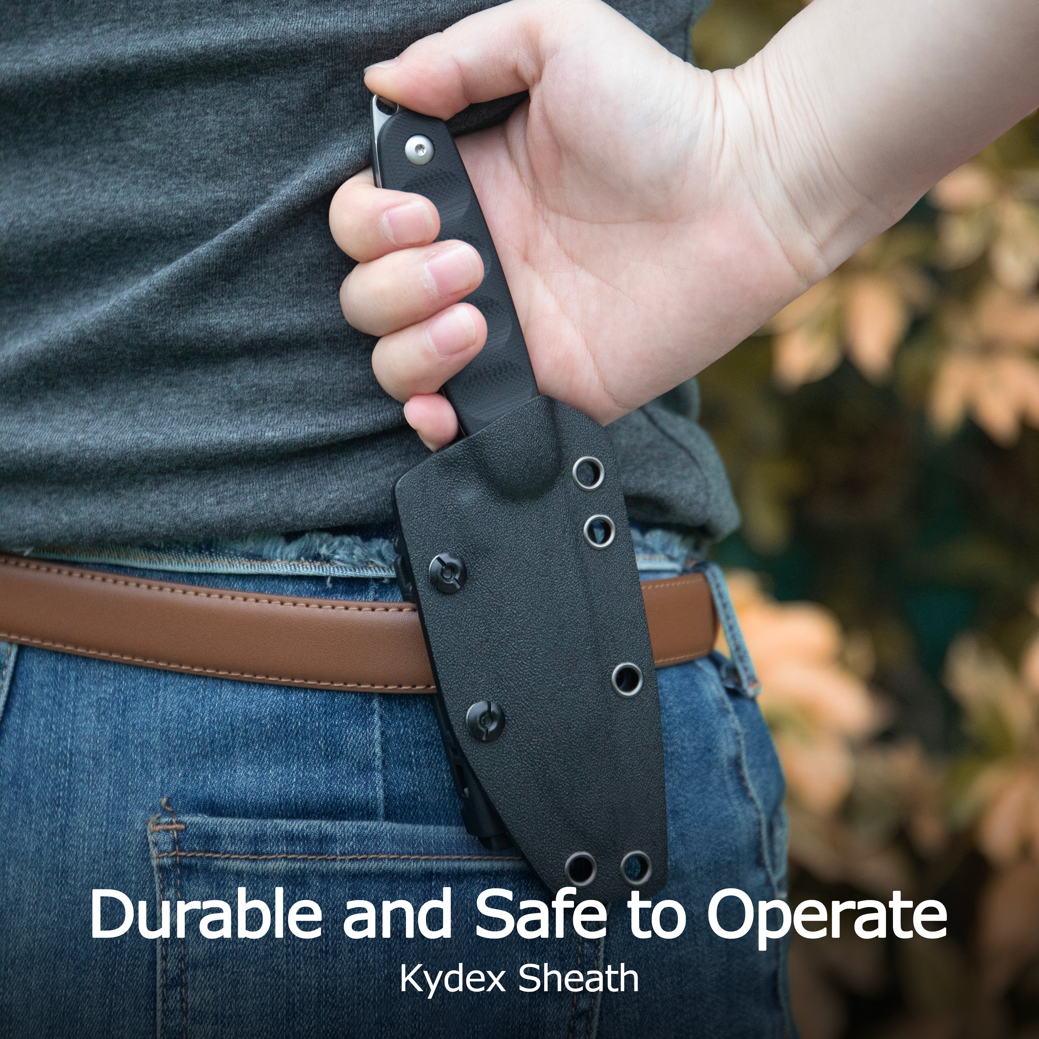 Kubey Civet Fixed Blade Knife Black G-10 Handle 3.74" Beadblast 14C28N Blade KU425A