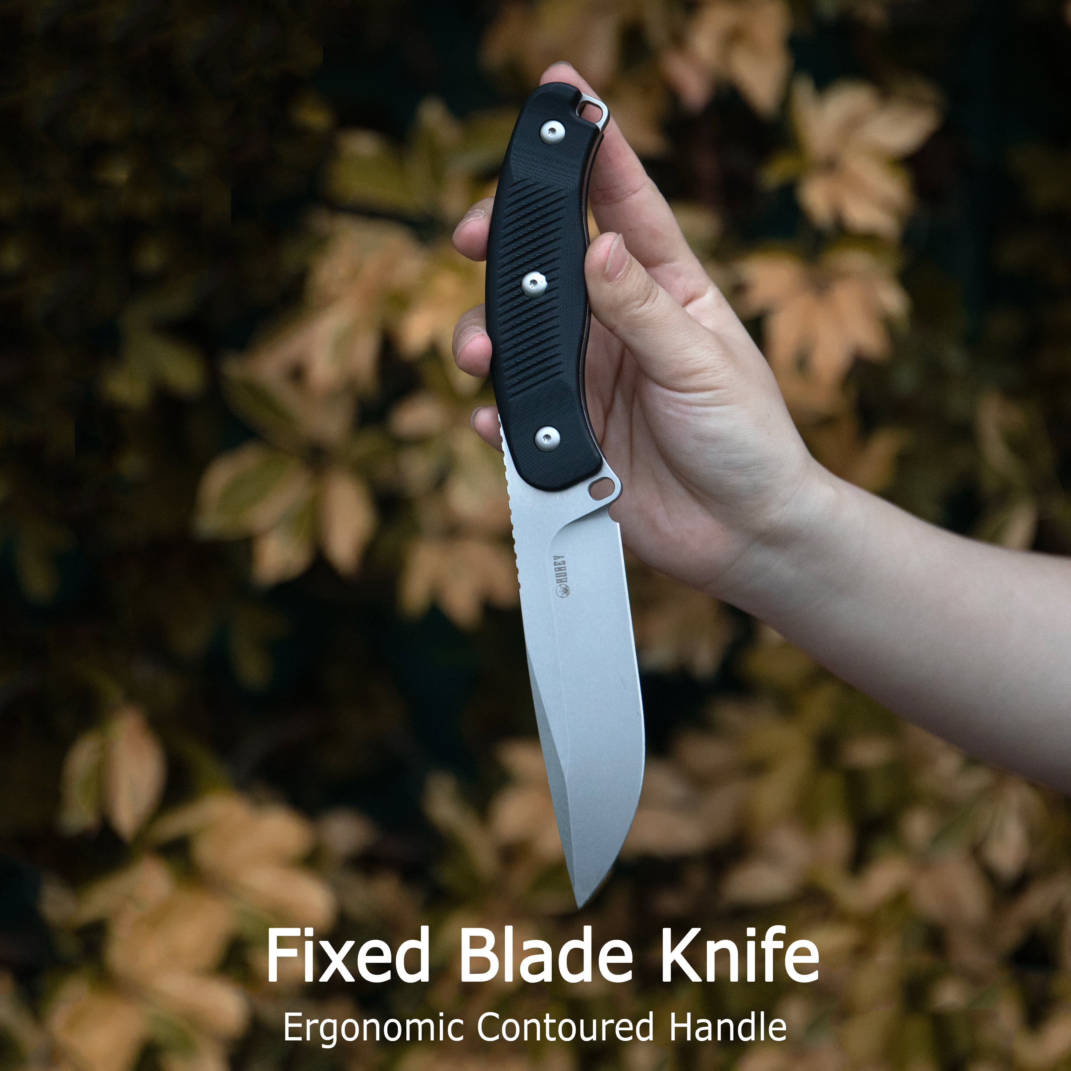 Kubey Bearcat Fixed Blade Knife Black G-10 Handle 4.73" Beadblast 14C28N Blade KU426A