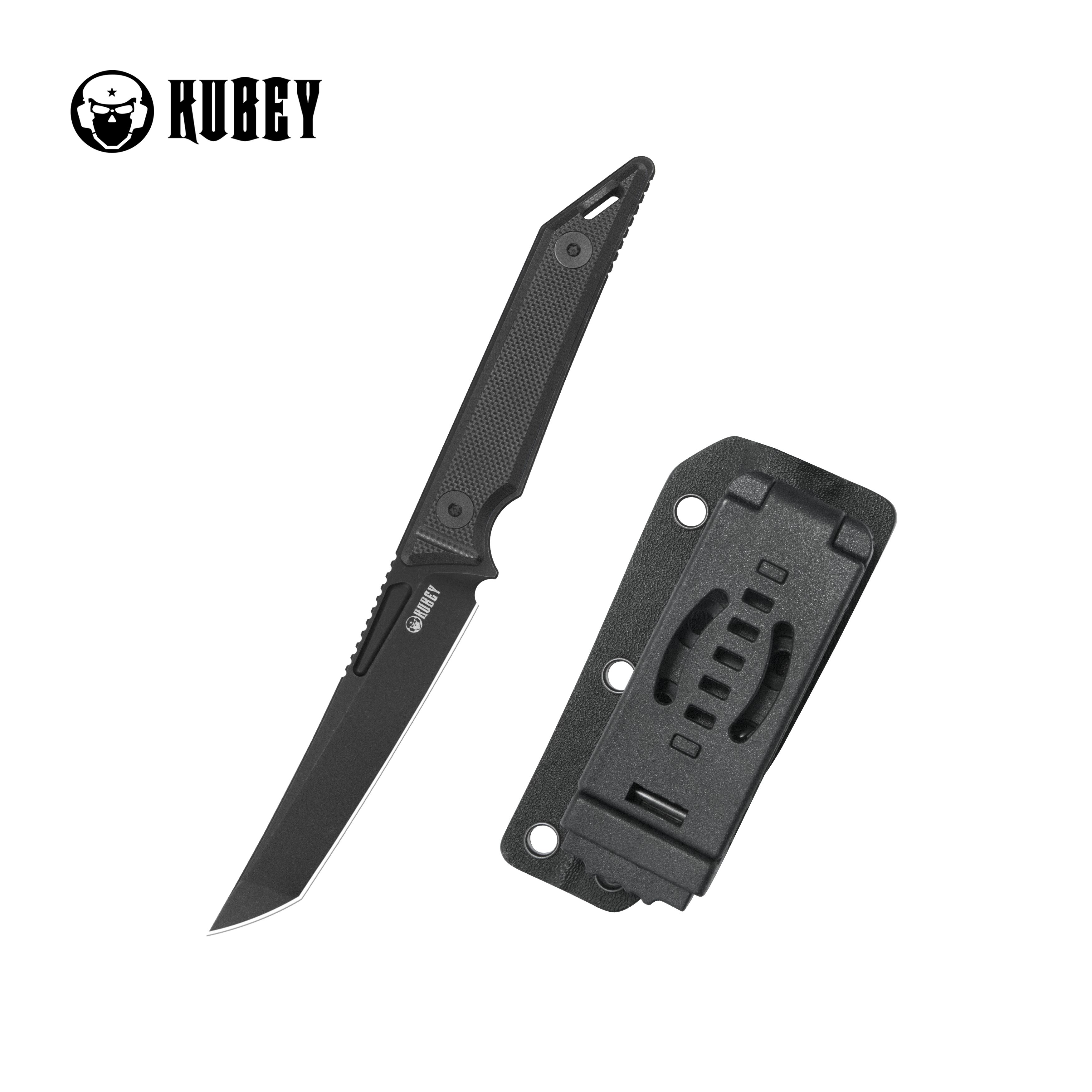Kubey Goliath Fixed Blade Knife Black G10 Handle 2.60" Blackwash 14C28N KU430B