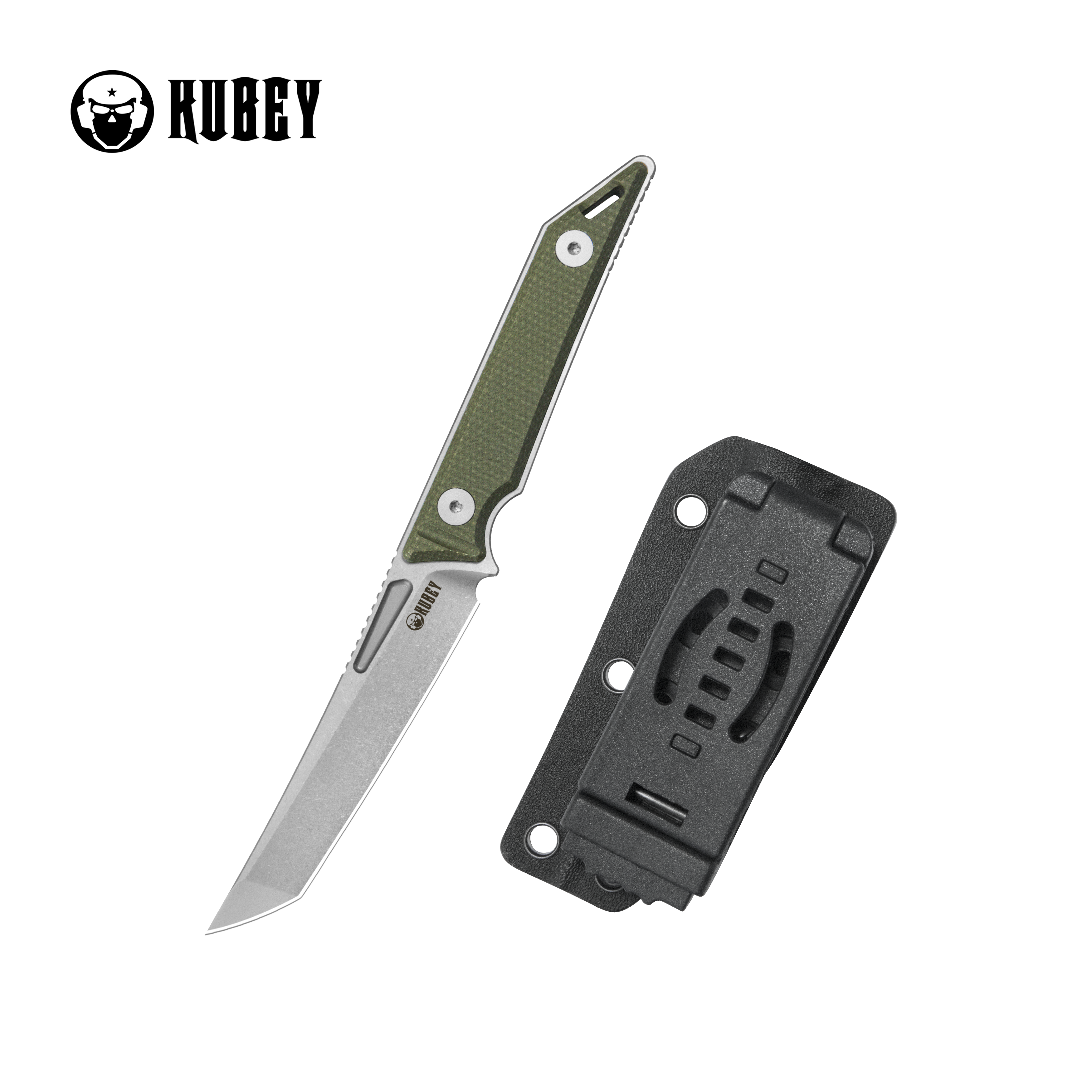 Kubey Goliath Fixed Blade Knife Green Micarta Handle 2.60" Beadblast 14C28N KU430E