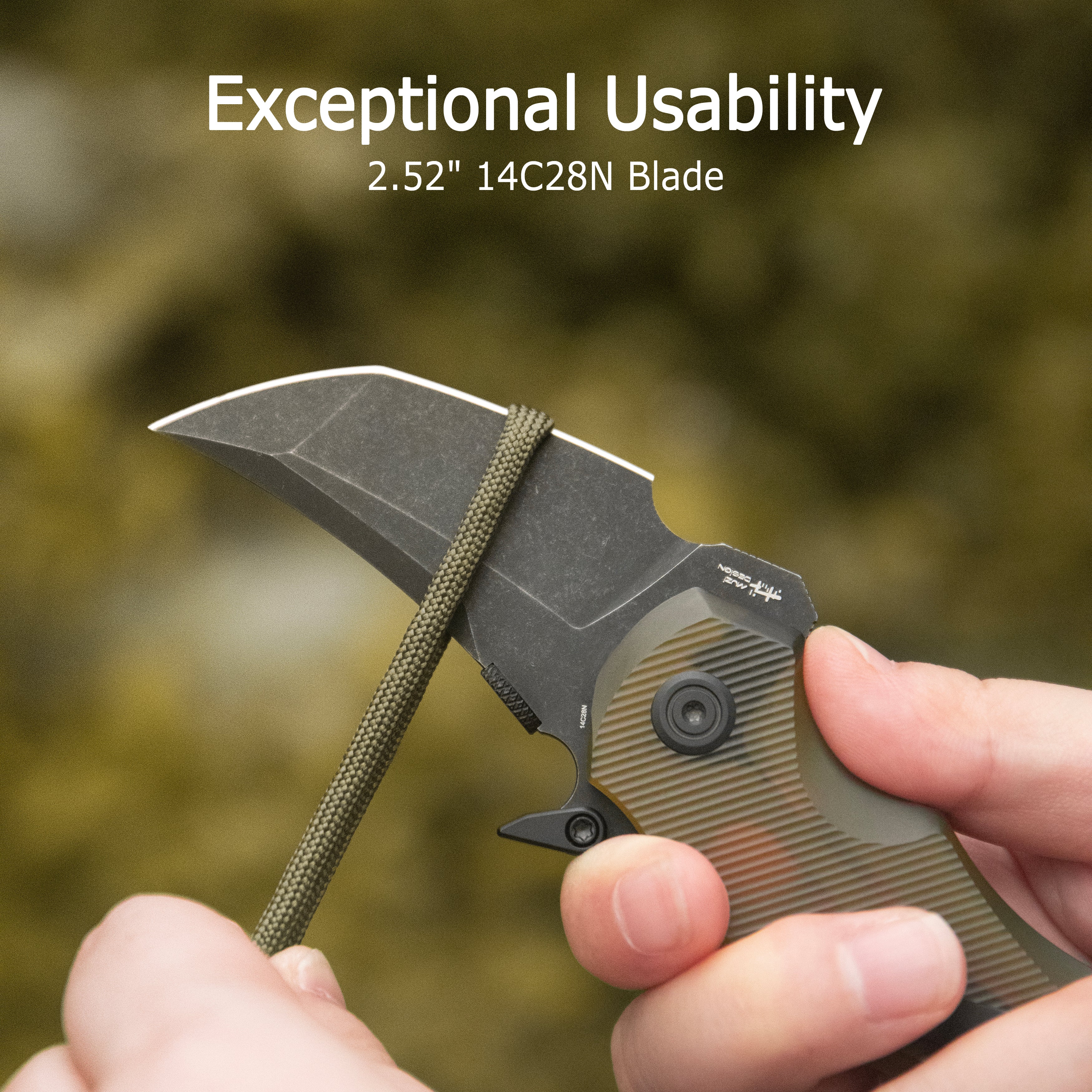 Kubey Jaw Tanto Karambit Folding Knife Black G-10 Handle 2.52" Sandblast 14C28N Blade KU439A