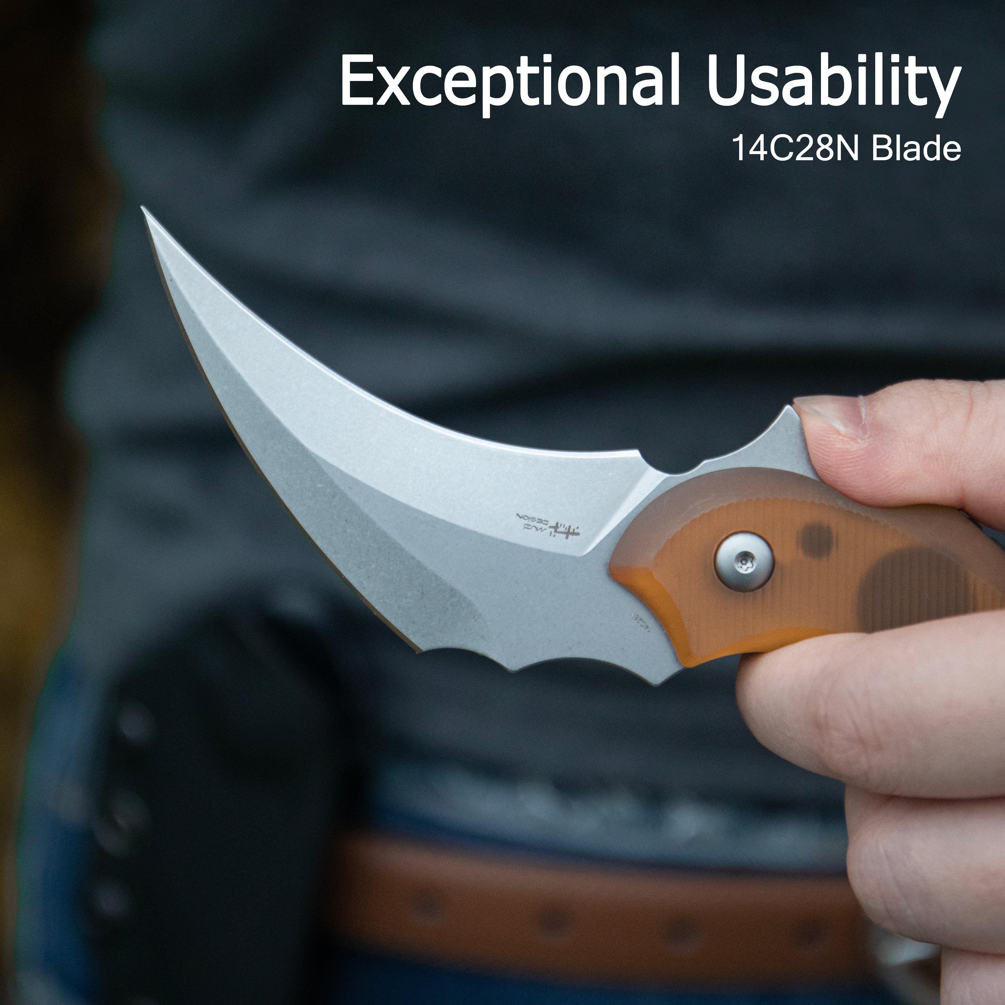 Kubey Velociraptor Pikal Karambit Fixed Blade Knife G-10 Handle 2.99" Beadblast 14C28N Blade KU448A