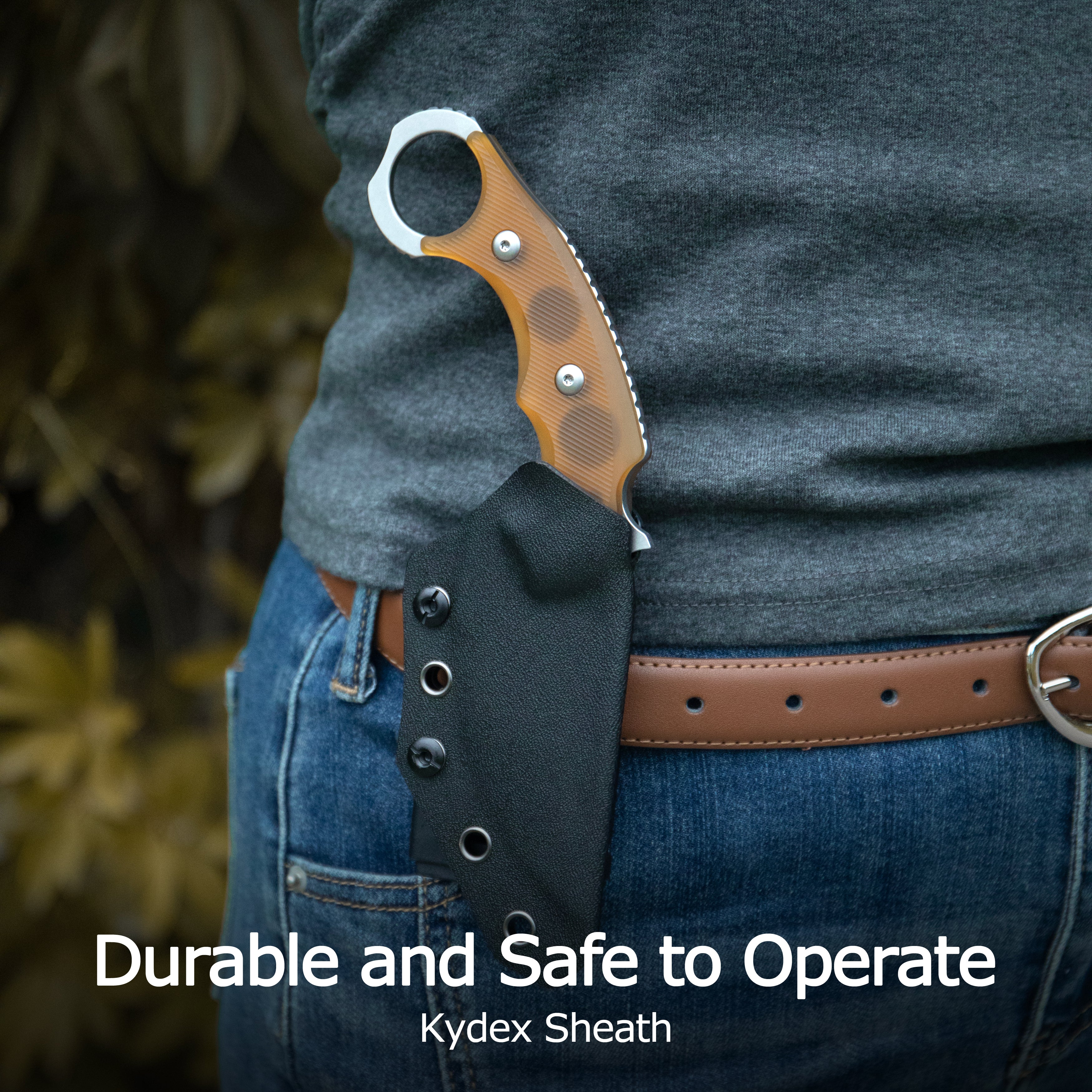 Kubey Velociraptor Pikal Karambit Fixed Blade Knife G-10 Handle 2.99" Beadblast 14C28N Blade KU448A