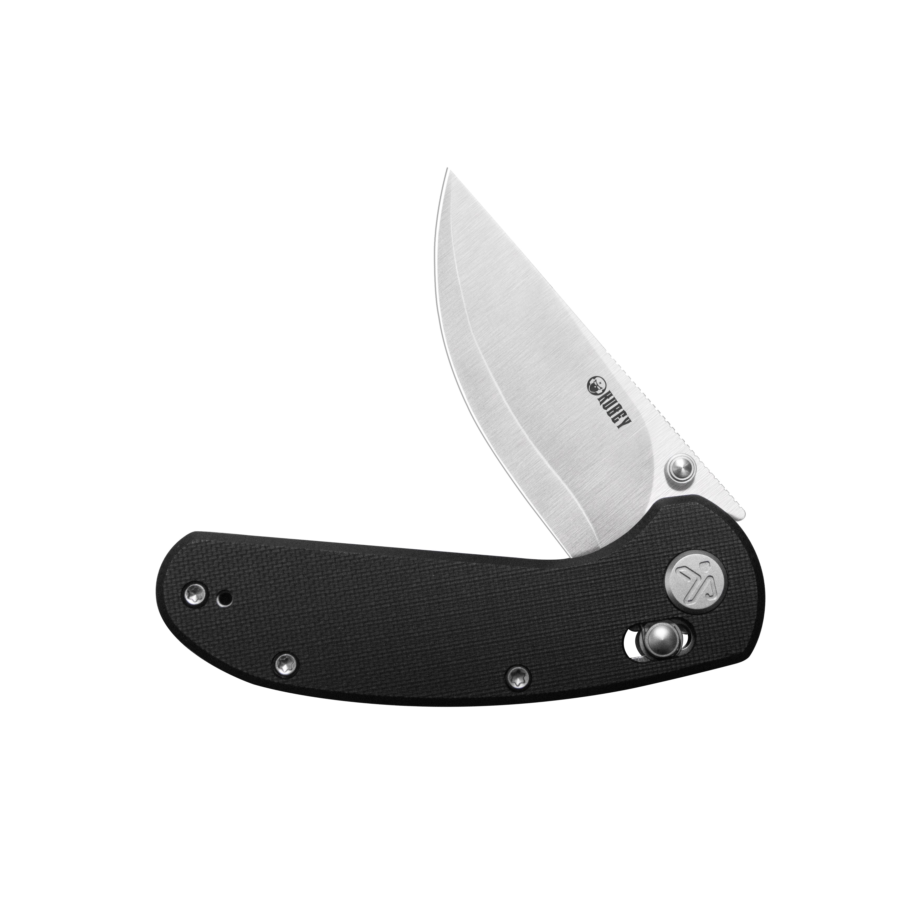 Kubey Sparrow Crossbar Lock Everyday Carry Folding Knife Black G10 Handle 2.2" Satin AUS-10 San Mai KU449A