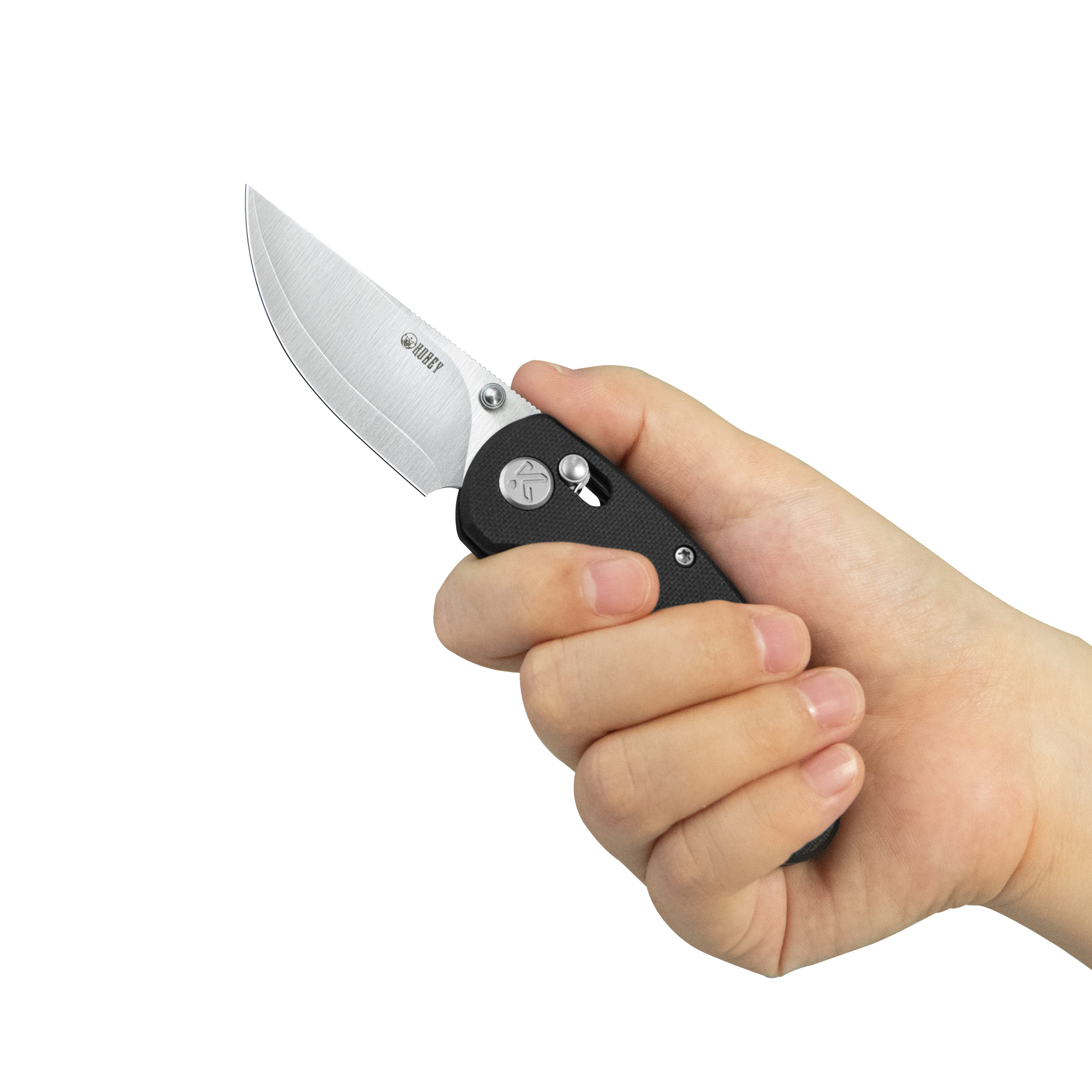 Kubey Sparrow Crossbar Lock Everyday Carry Folding Knife Black G10 Handle 2.2" Satin AUS-10 San Mai KU449A