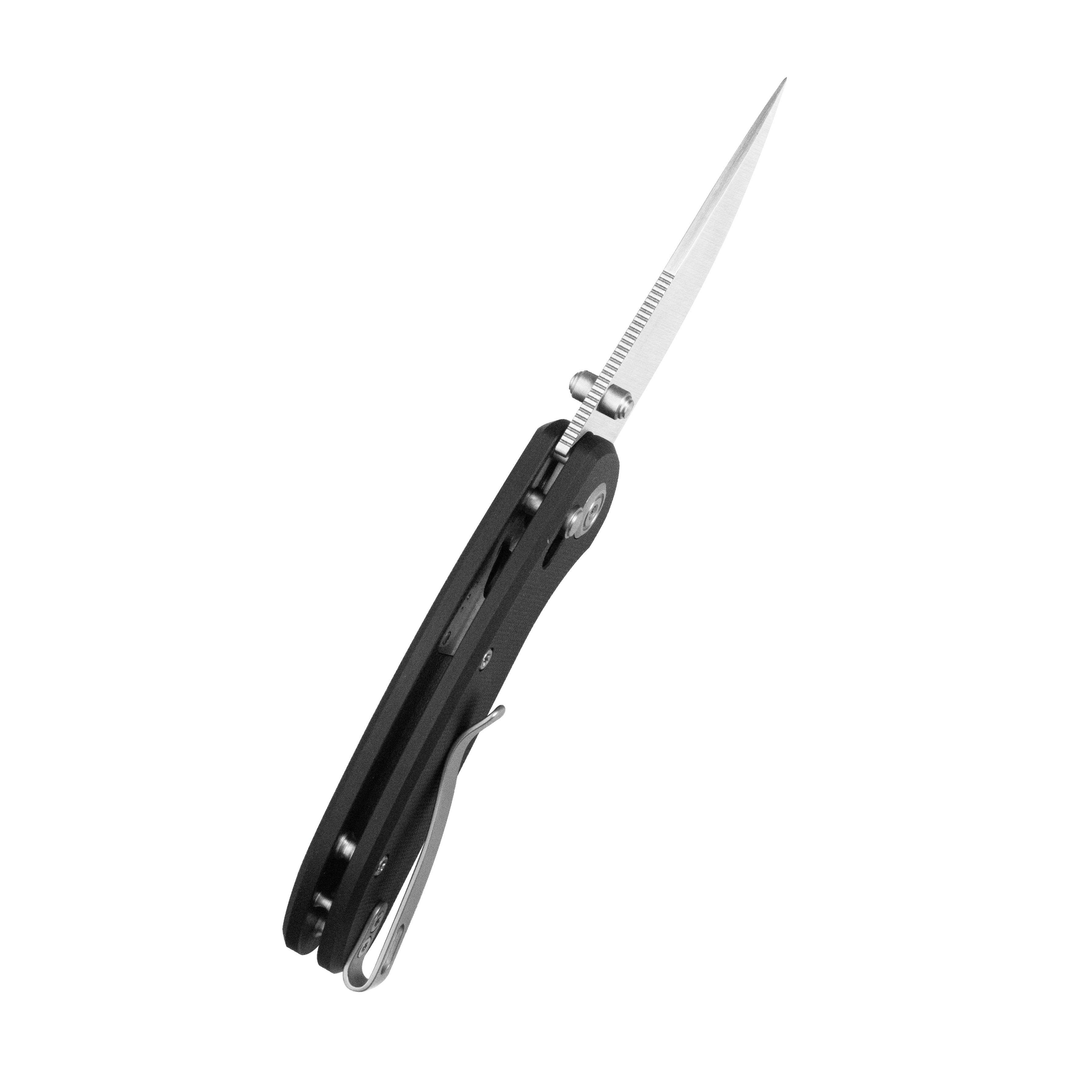 Kubey Sparrow Crossbar Lock Everyday Carry Folding Knife Black G10 Handle 2.2" Satin AUS-10 San Mai KU449A