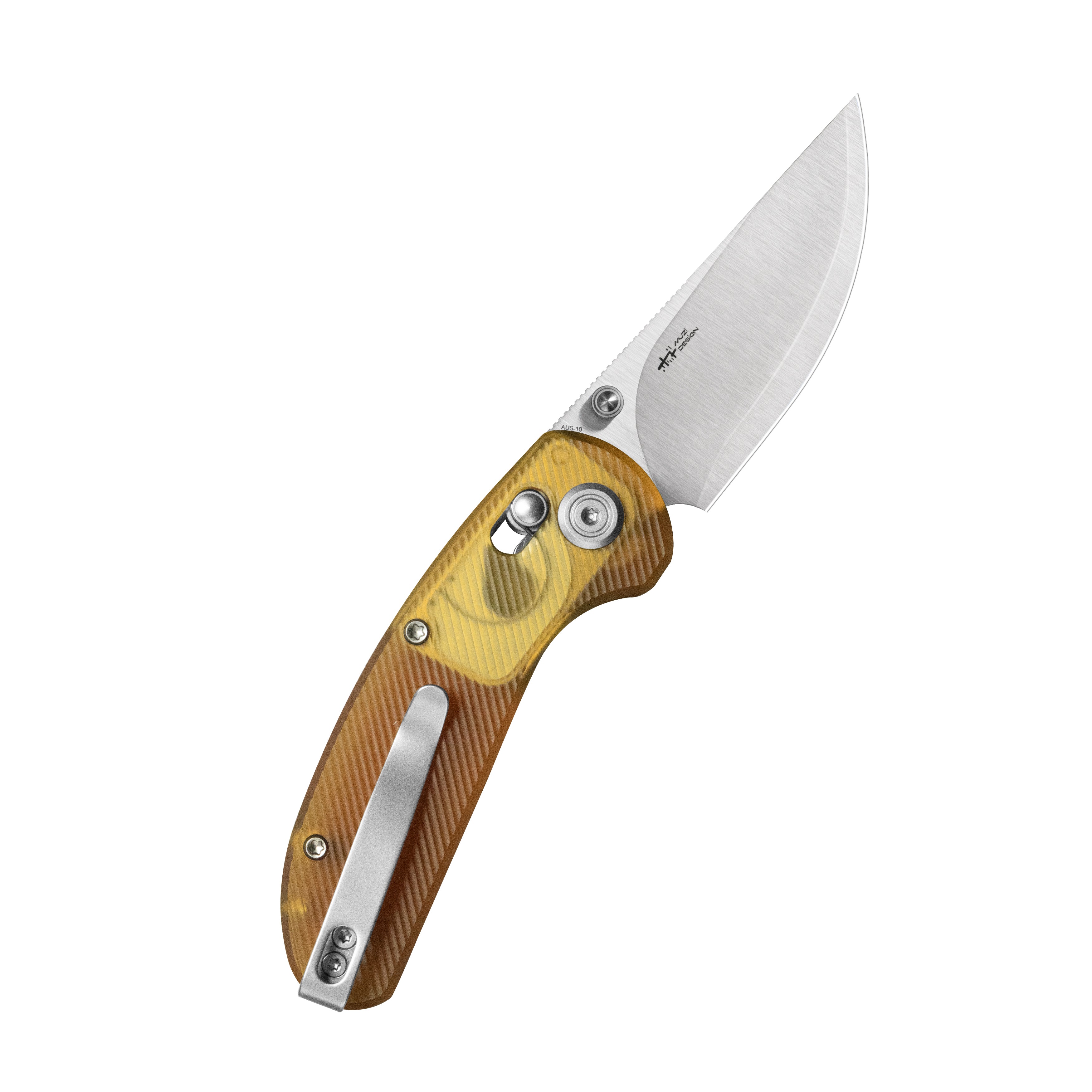 Kubey Sparrow Crossbar Lock Everyday Carry Folding Knife Ultem Handle 2.2" Satin AUS-10 San Mai KU449B
