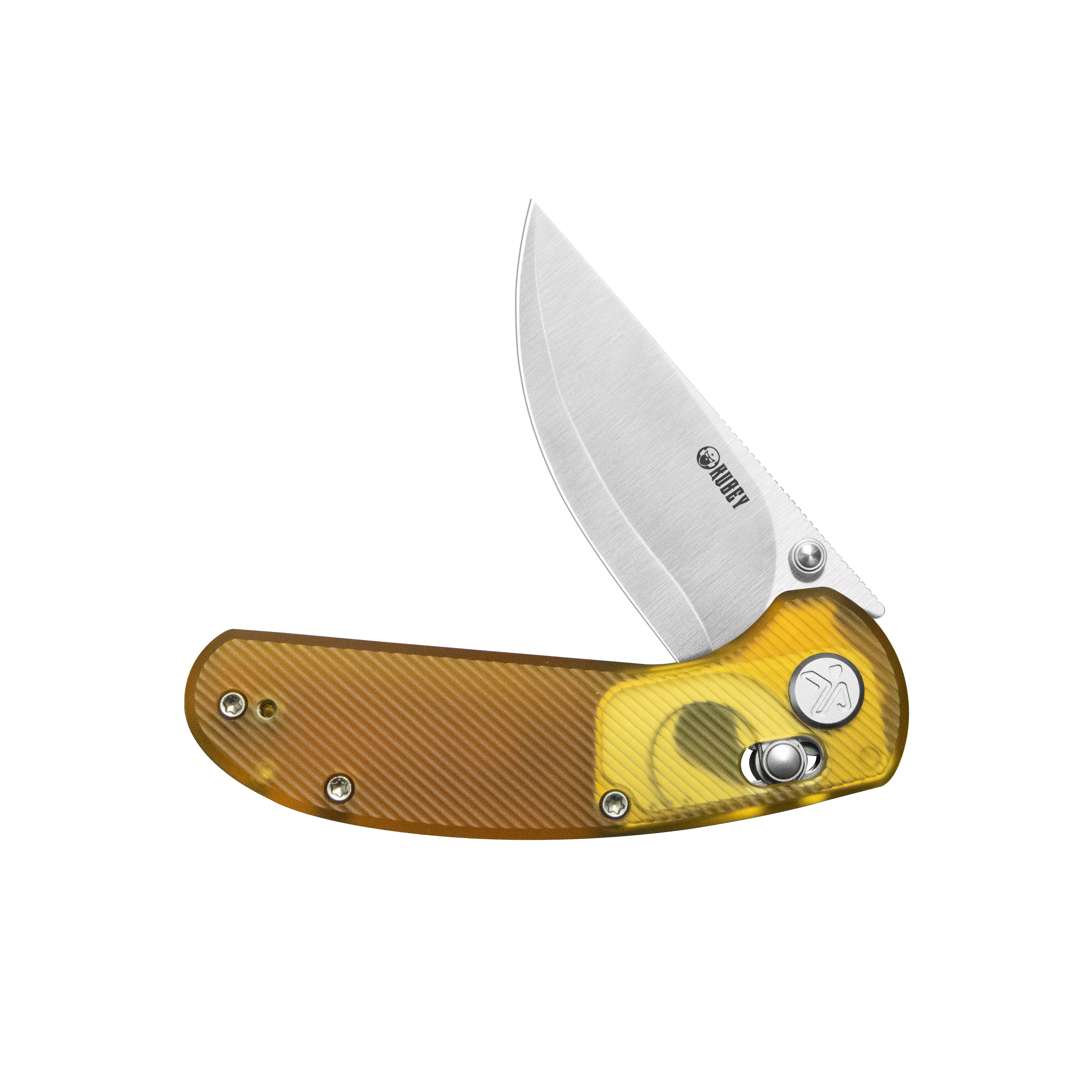 Kubey Sparrow Crossbar Lock Everyday Carry Folding Knife Ultem Handle 2.2" Satin AUS-10 San Mai KU449B