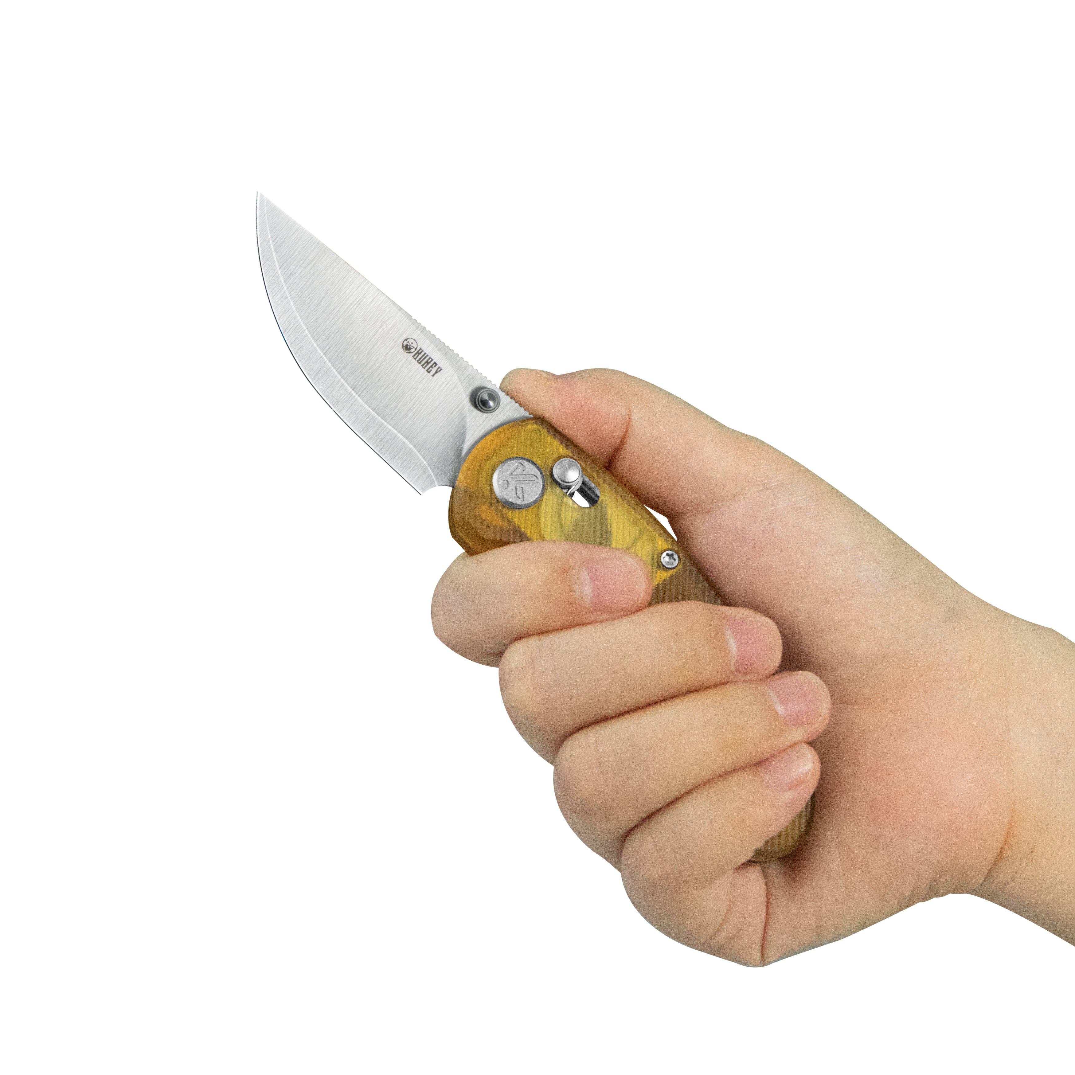 Kubey Sparrow Crossbar Lock Everyday Carry Folding Knife Ultem Handle 2.2" Satin AUS-10 San Mai KU449B