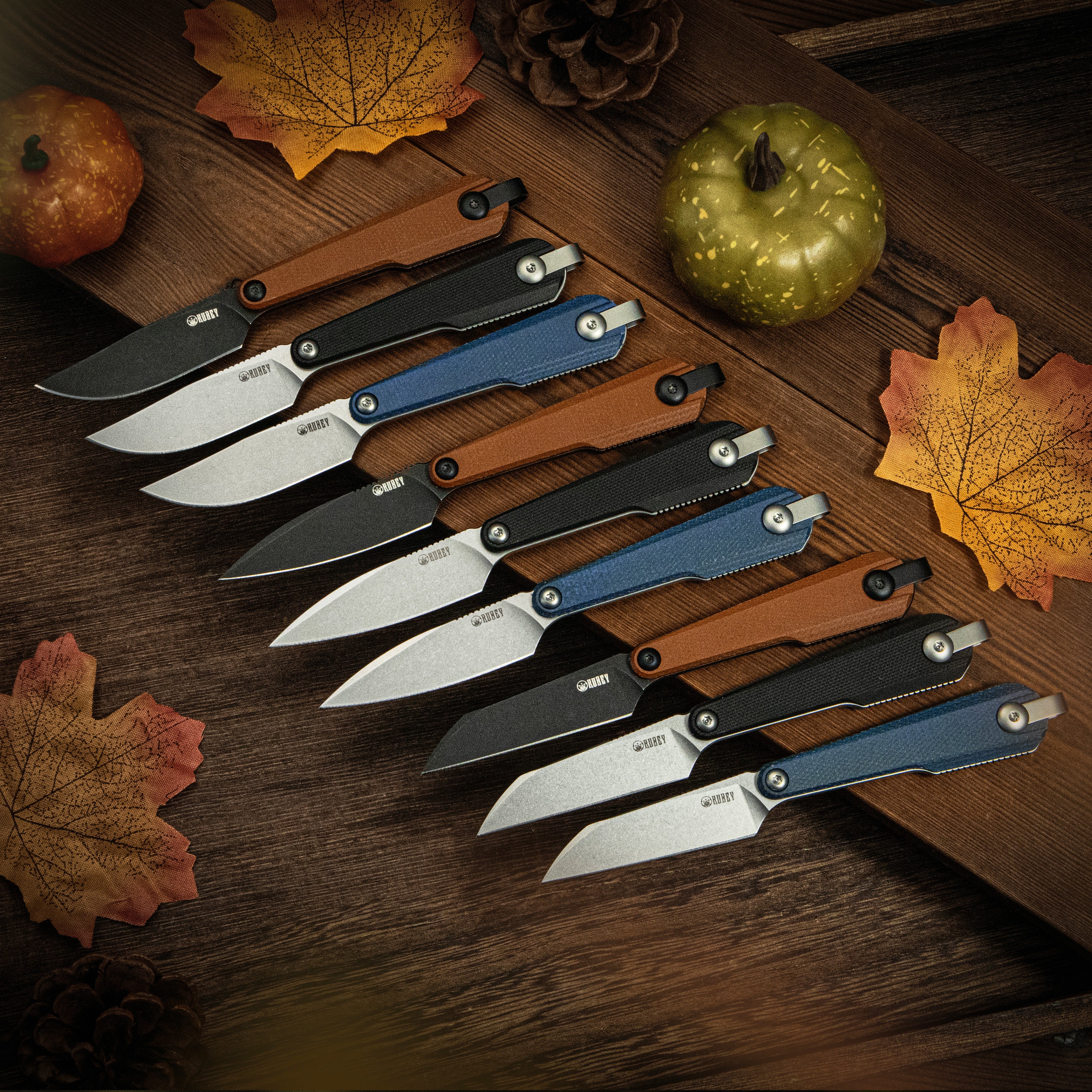 Kubey YAG Fixed Blade Knife Blue Micarta Handle 2.4" Beadblast 14C28N Blade KU450B