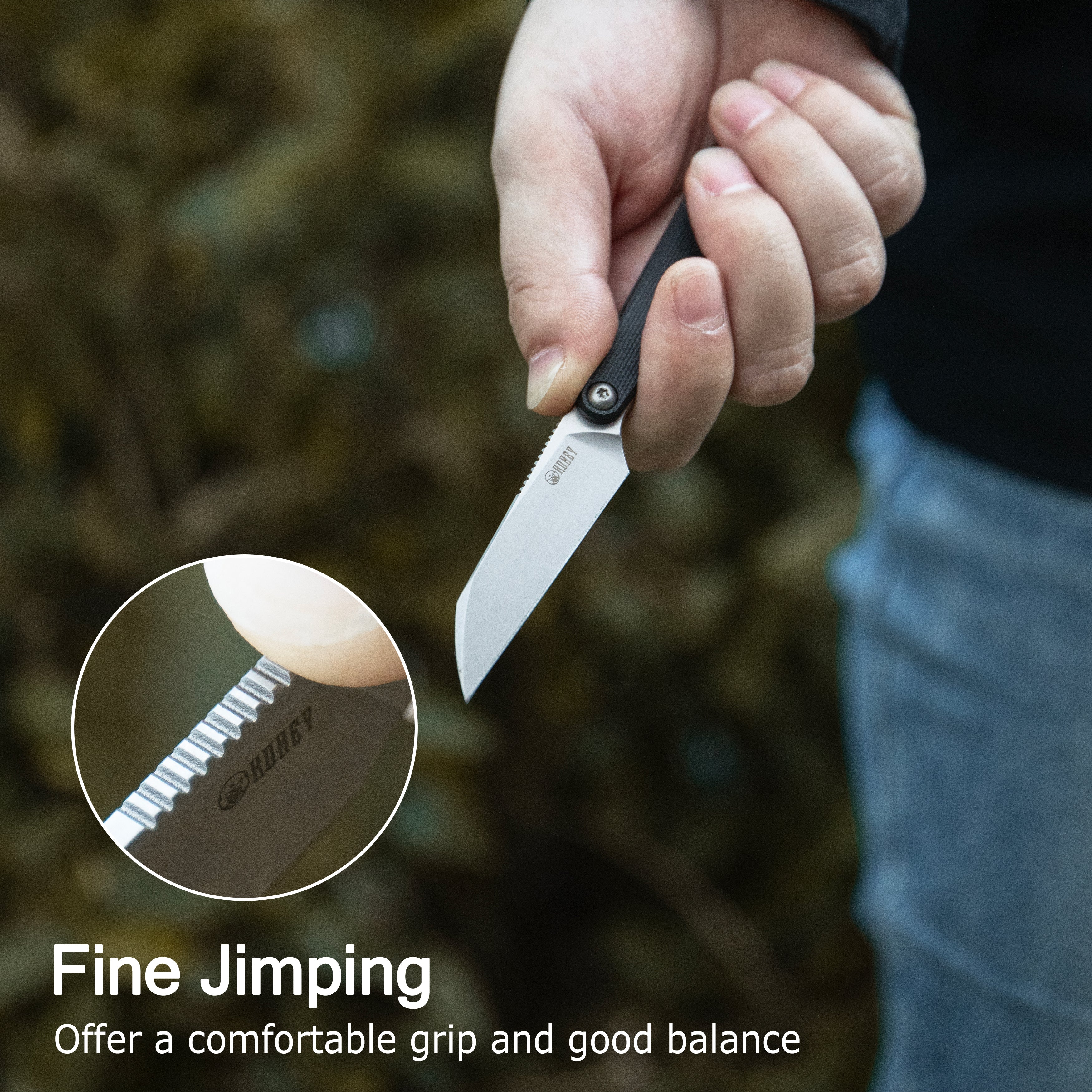 Kubey YAG Fixed Blade Knife Black G10 Handle 2.4" Beadblast 14C28N Blade KU450A