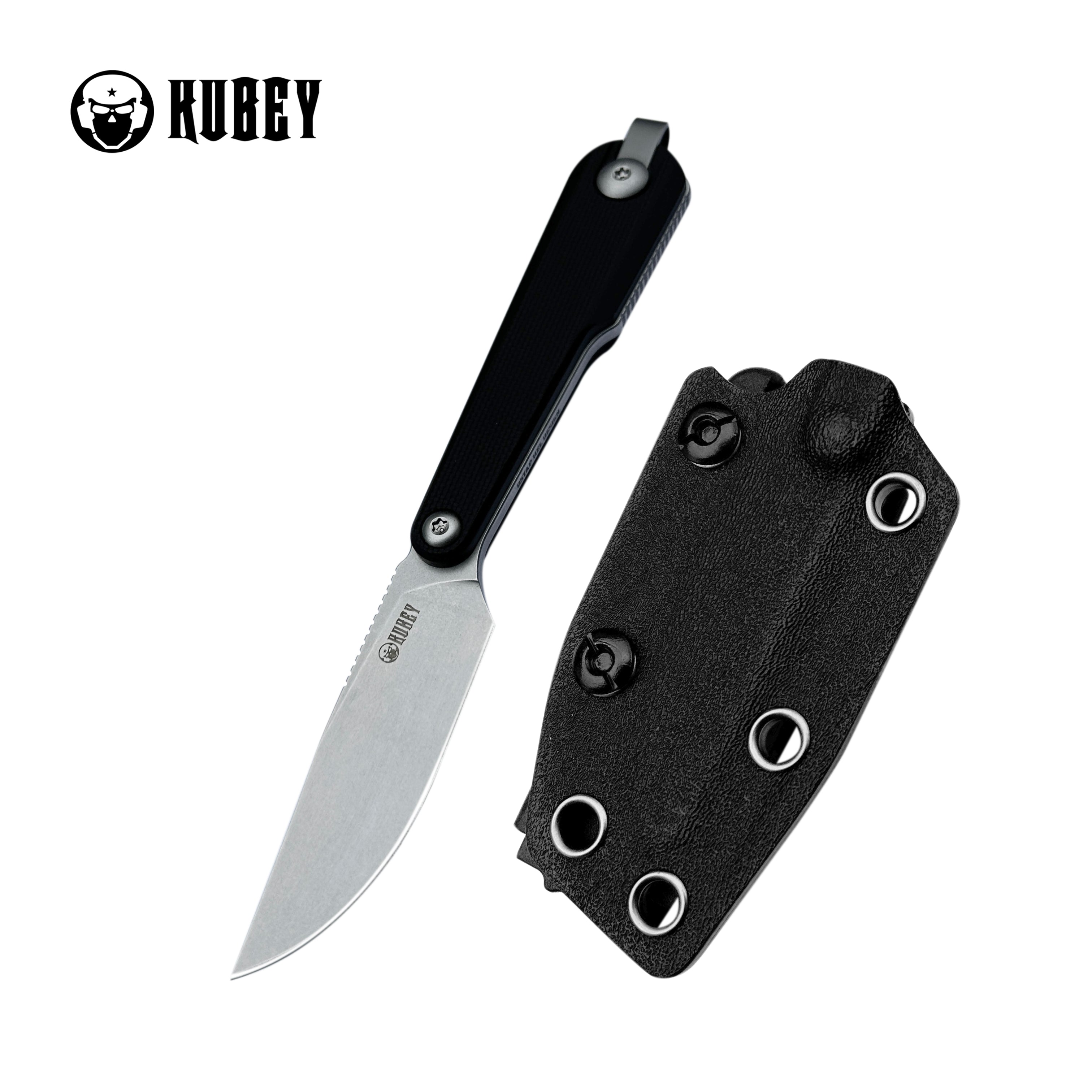 Kubey YAG Fixed Blade Knife Black G10 Handle 2.3" Beadblast 14C28N Blade KU451A