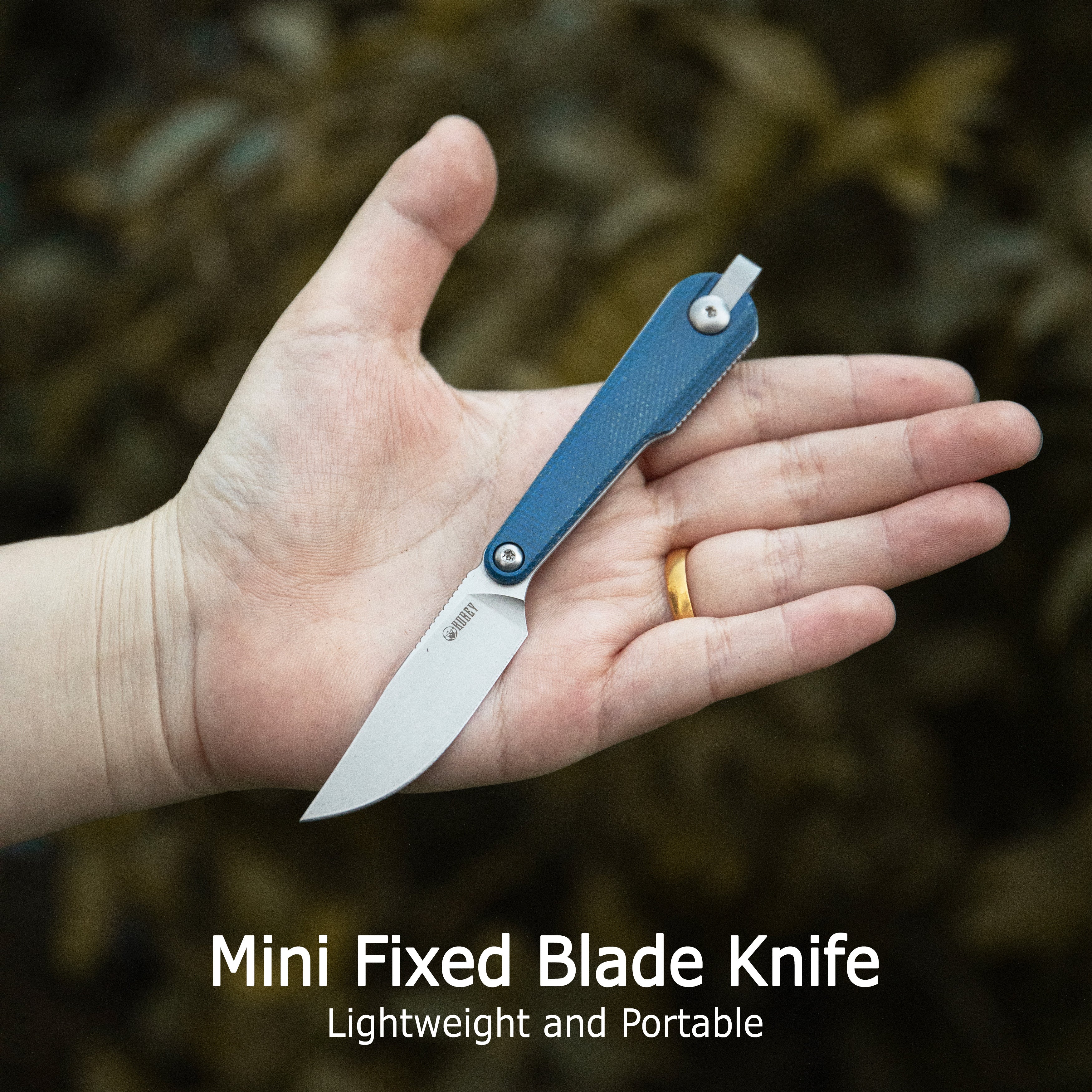 Kubey YAG Fixed Blade Knife Black G10 Handle 2.3" Beadblast 14C28N Blade KU451A