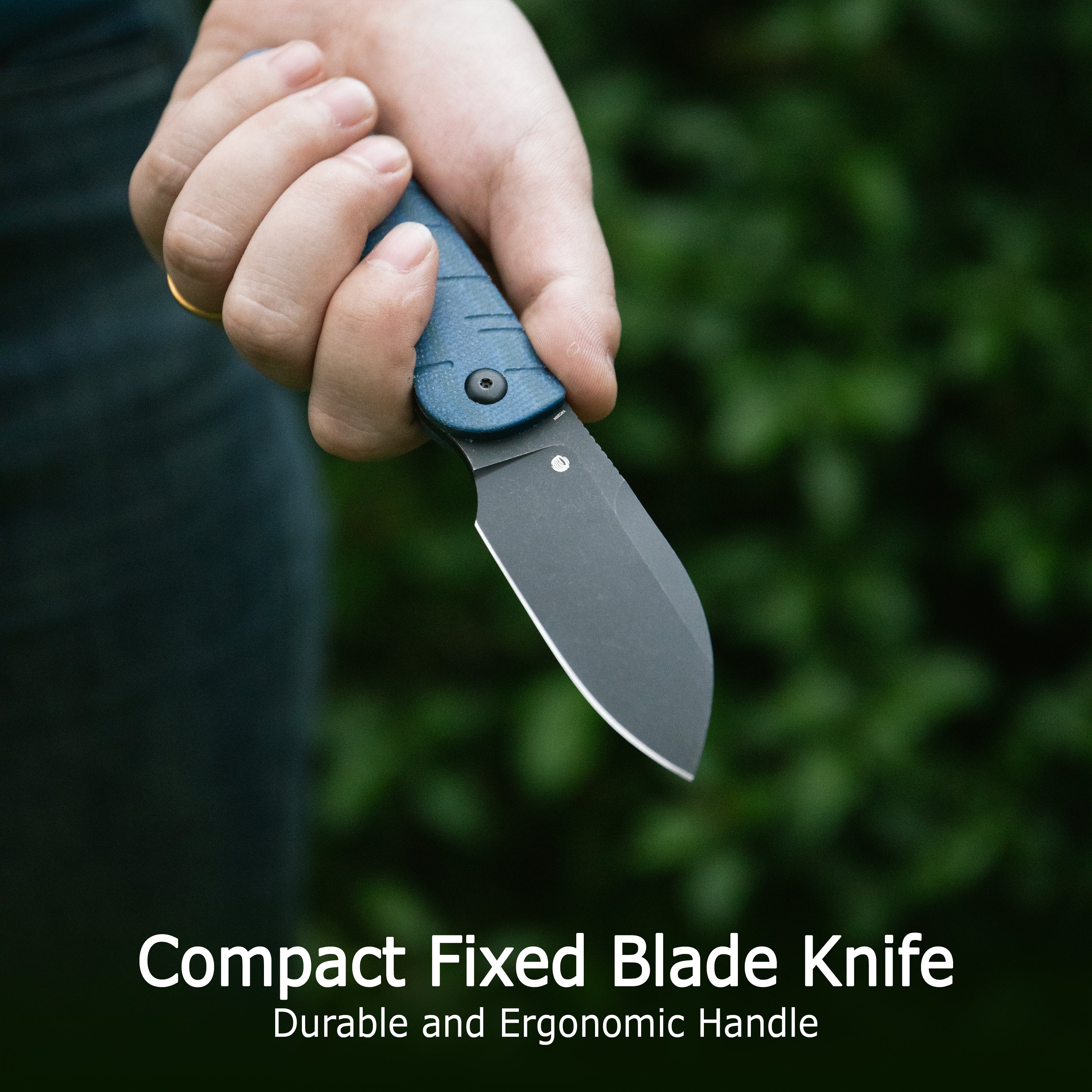 Kubey Microburst Fixed Blade Knife Brown Micarta Handle 2.95" Beadblast 14C28N Blade KU455B