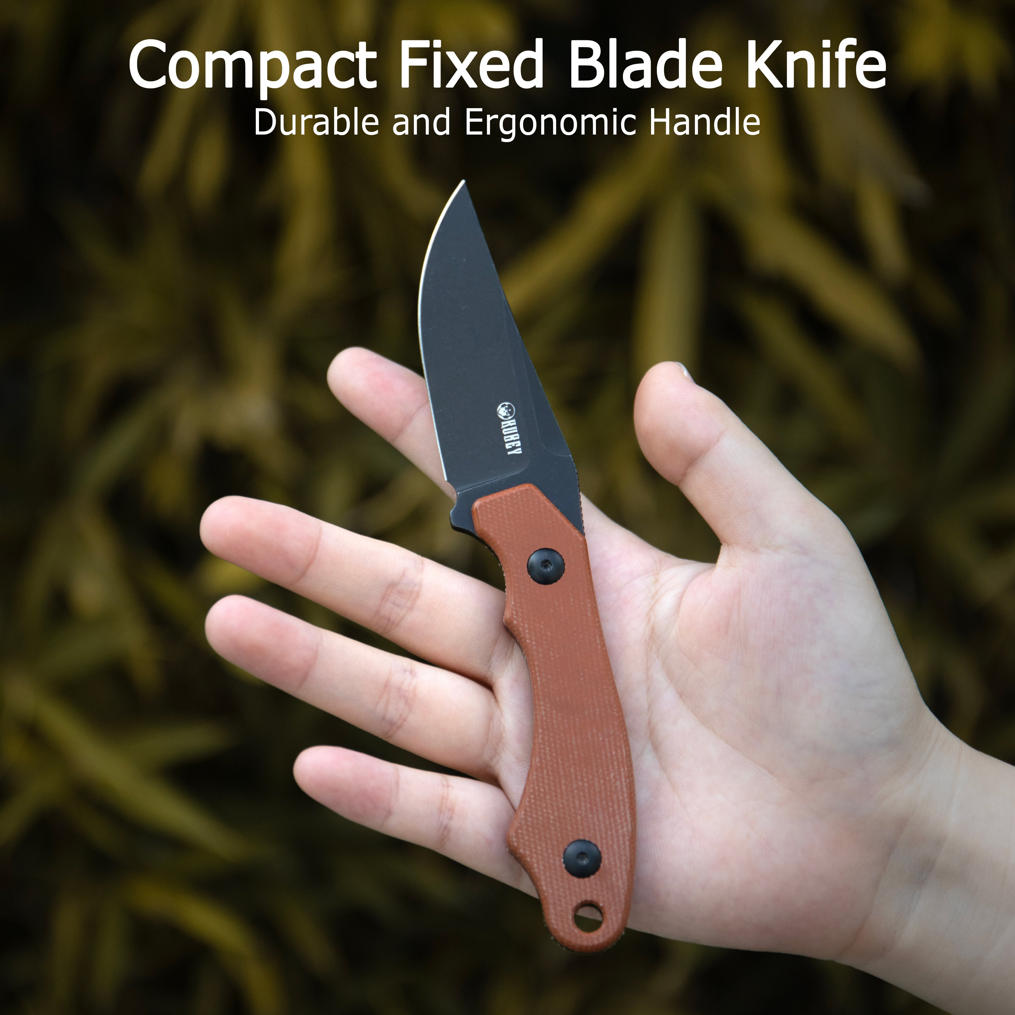 TLB II Clip Point EDC Fixed Blade Knife Brown Micarta 2.8" Blackwash 14C28N with Kydex Sheath KU468D