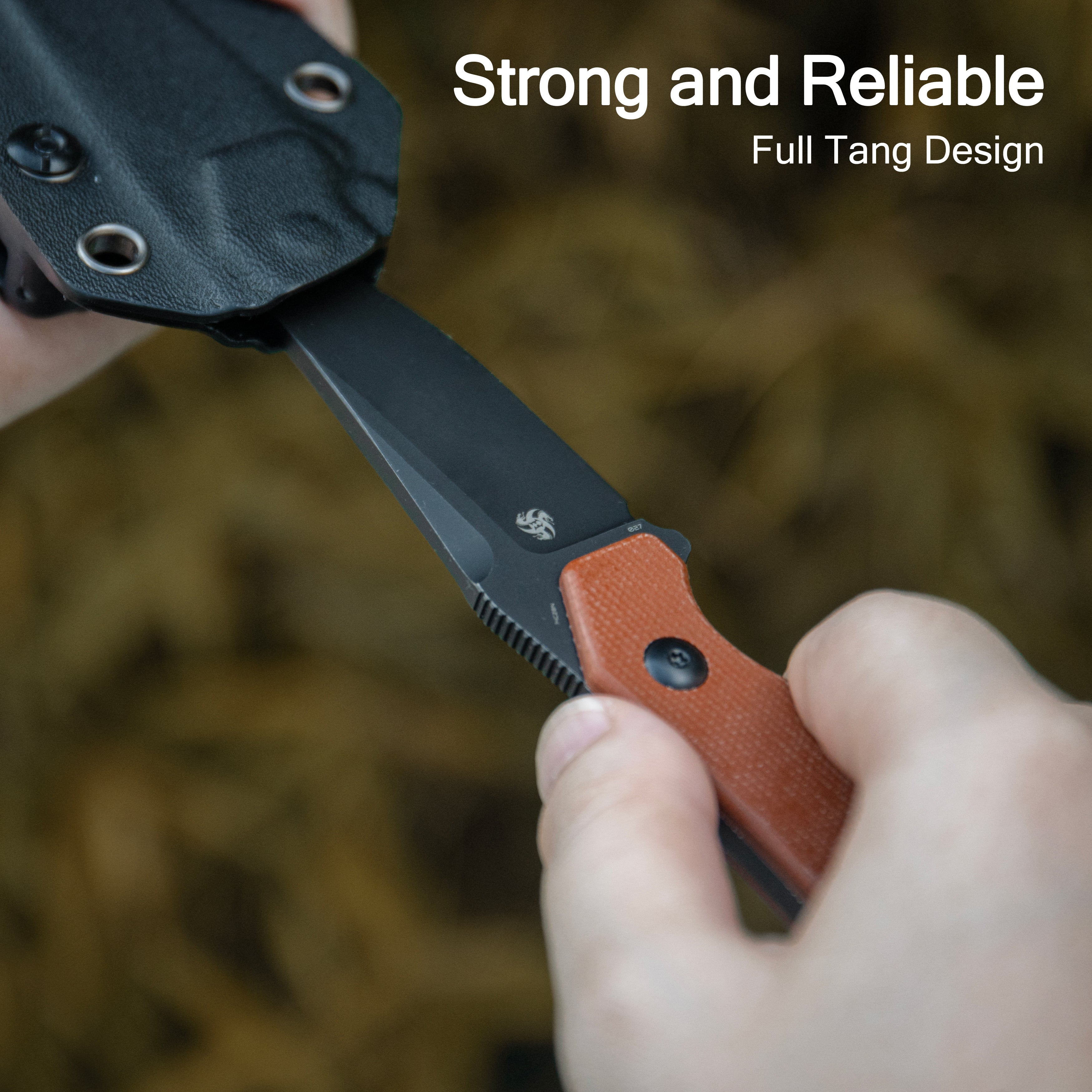 TLB II Clip Point EDC Fixed Blade Knife Brown Micarta 2.8" Blackwash 14C28N with Kydex Sheath KU468D