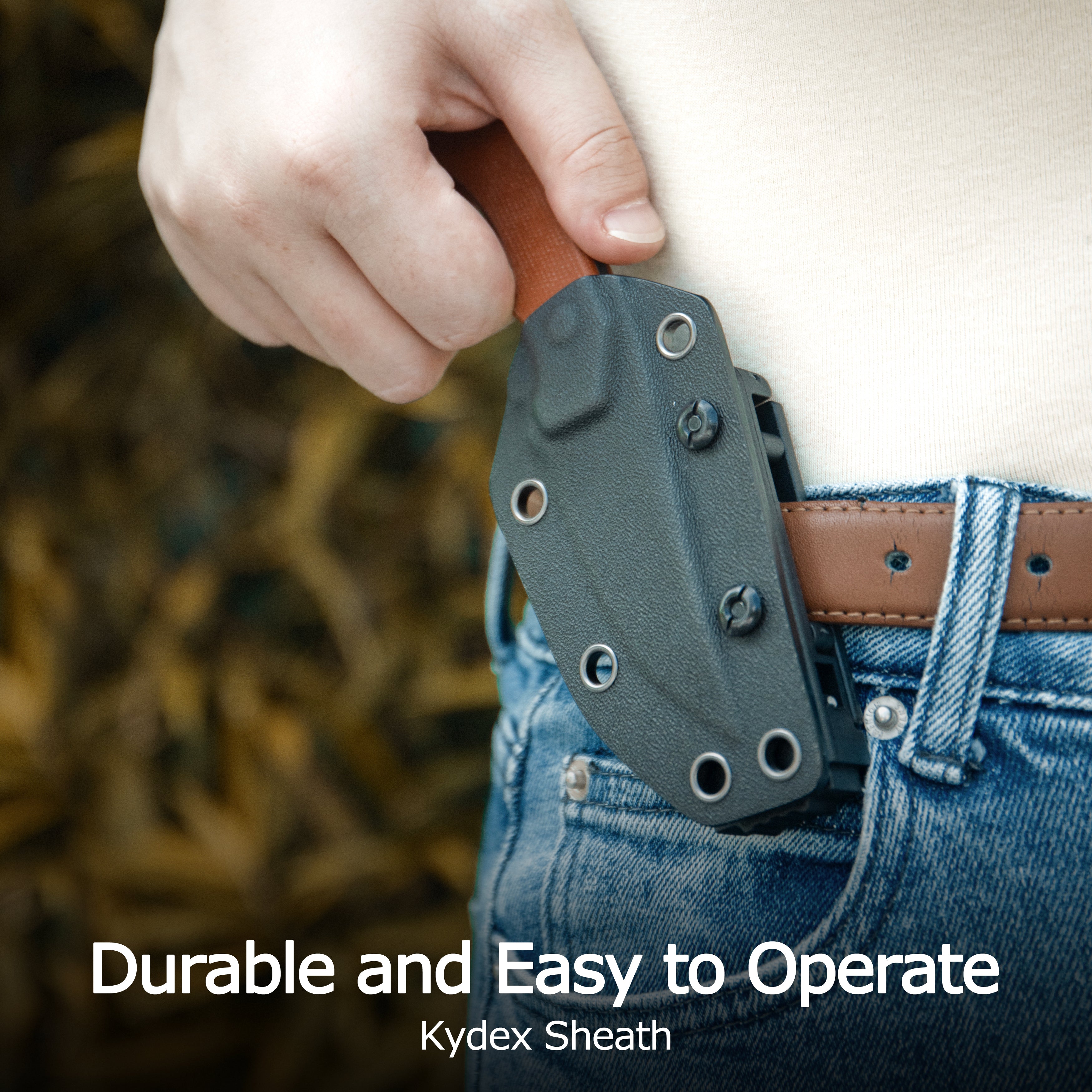 TLB II Clip Point EDC Fixed Blade Knife Brown Micarta 2.8" Blackwash 14C28N with Kydex Sheath KU468D