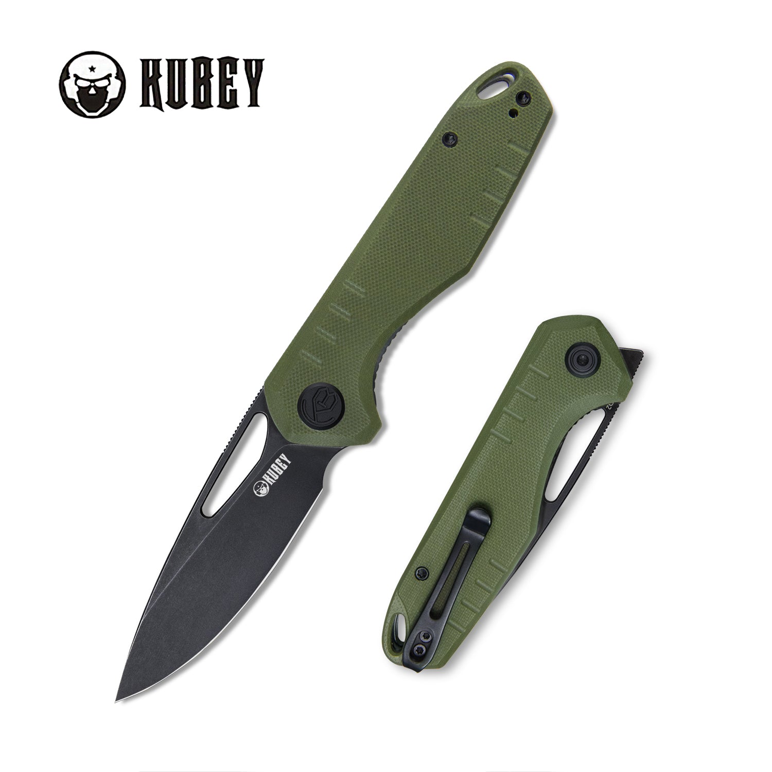 Doris Liner Lock Front Flipper Folding Knife Green G10 Handle 3.27" Darkwashed D2 KU324C