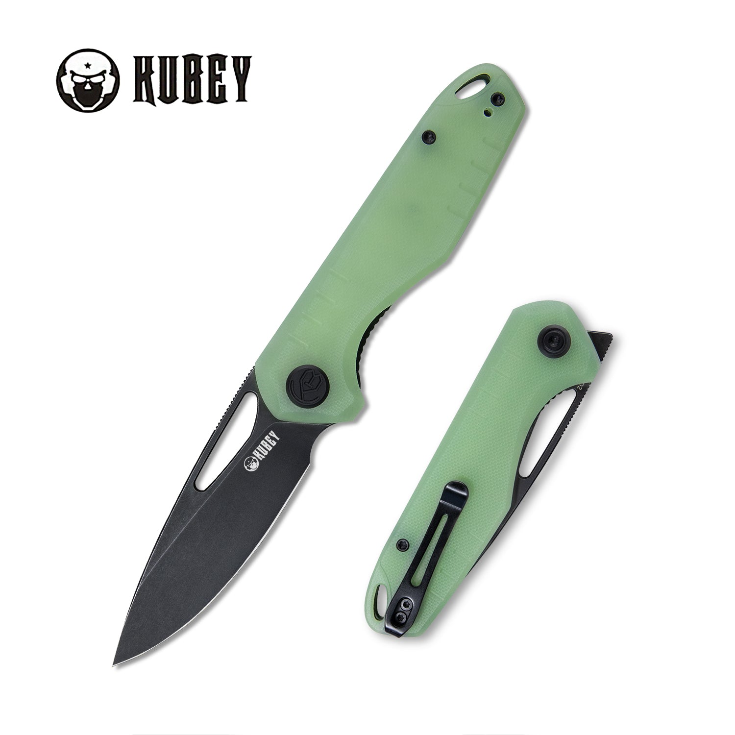 Doris Liner Lock Front Flipper Folding Knife Jade G10 Handle 3.27" Darkwashed D2 KU324B