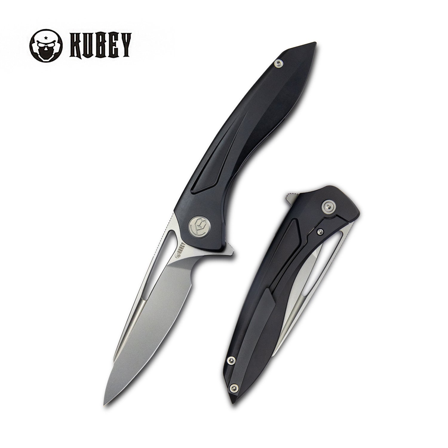 Kubey Velocé Frame Everyday Carry Gentlmans Pocket Knife Black Ti Handle 3.94'' Sandblasted S90V Blade KB171G