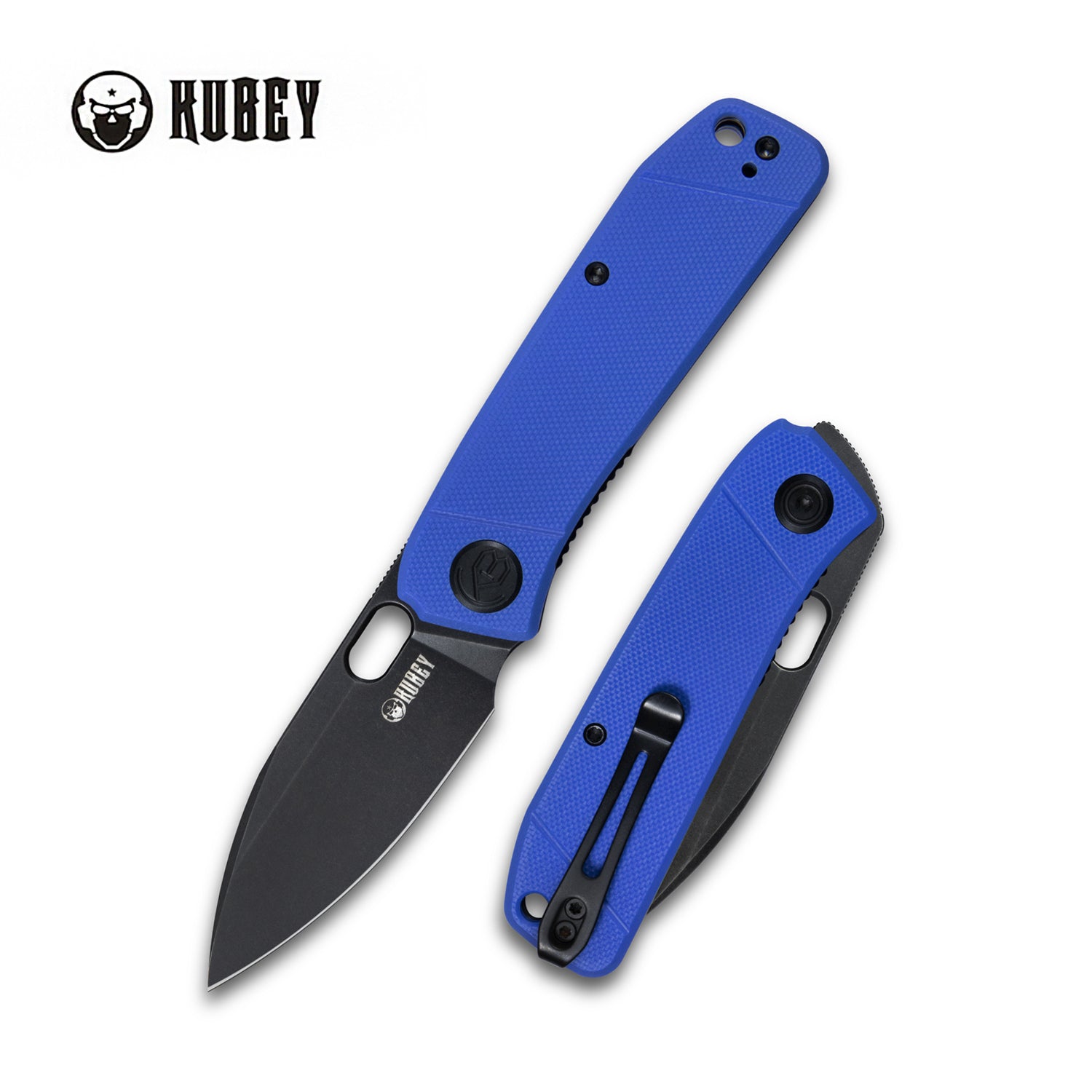 Kubey Hyde Liner Lock Folding Knife Blue G10 Handle 2.95" Dark Stonewashed 14C28N KU2104E