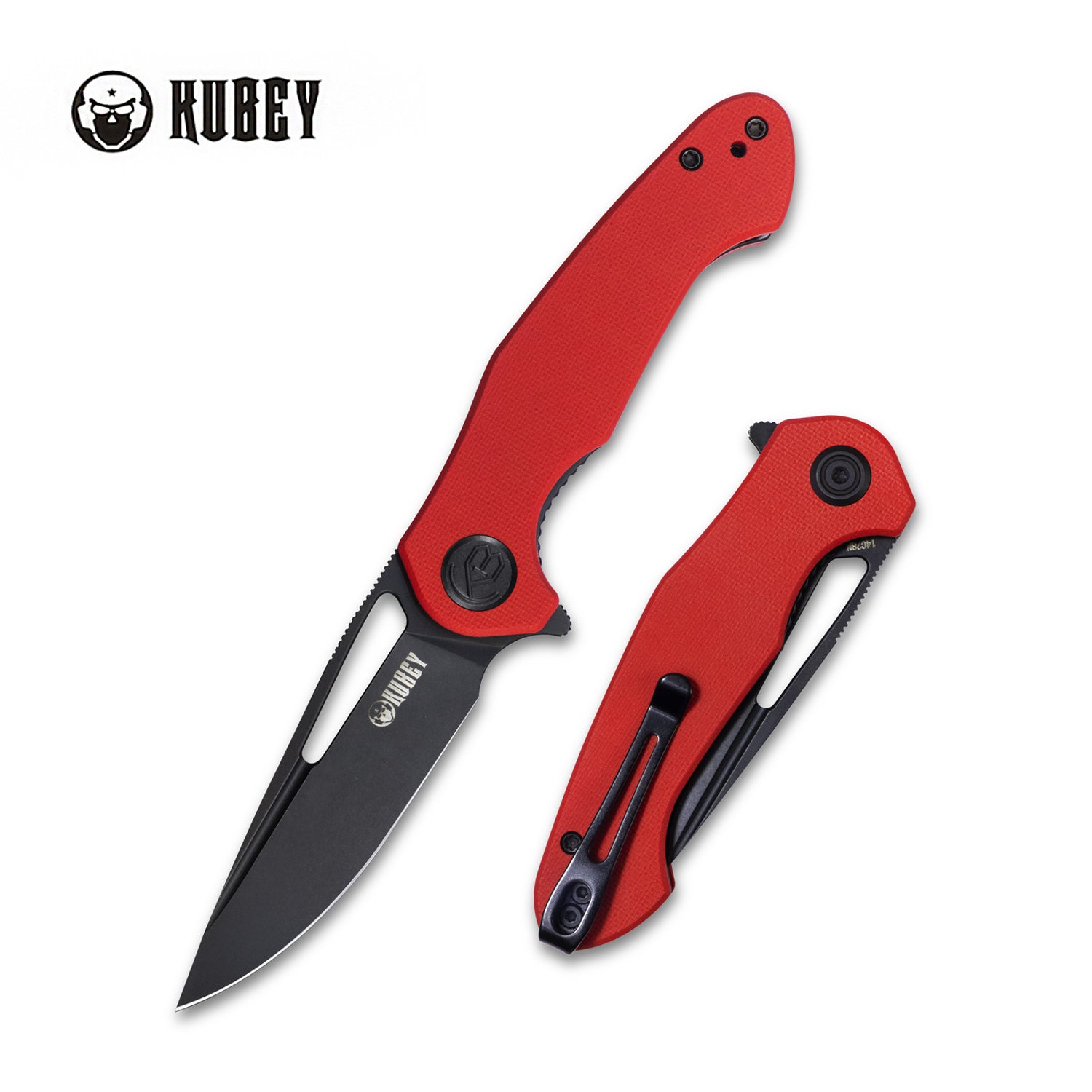 Kubey Dugu Liner Lock Folding Knife Red G10 Handle 2.91'' Dark Stonewahsed 14C28N Blade KU210F NEW