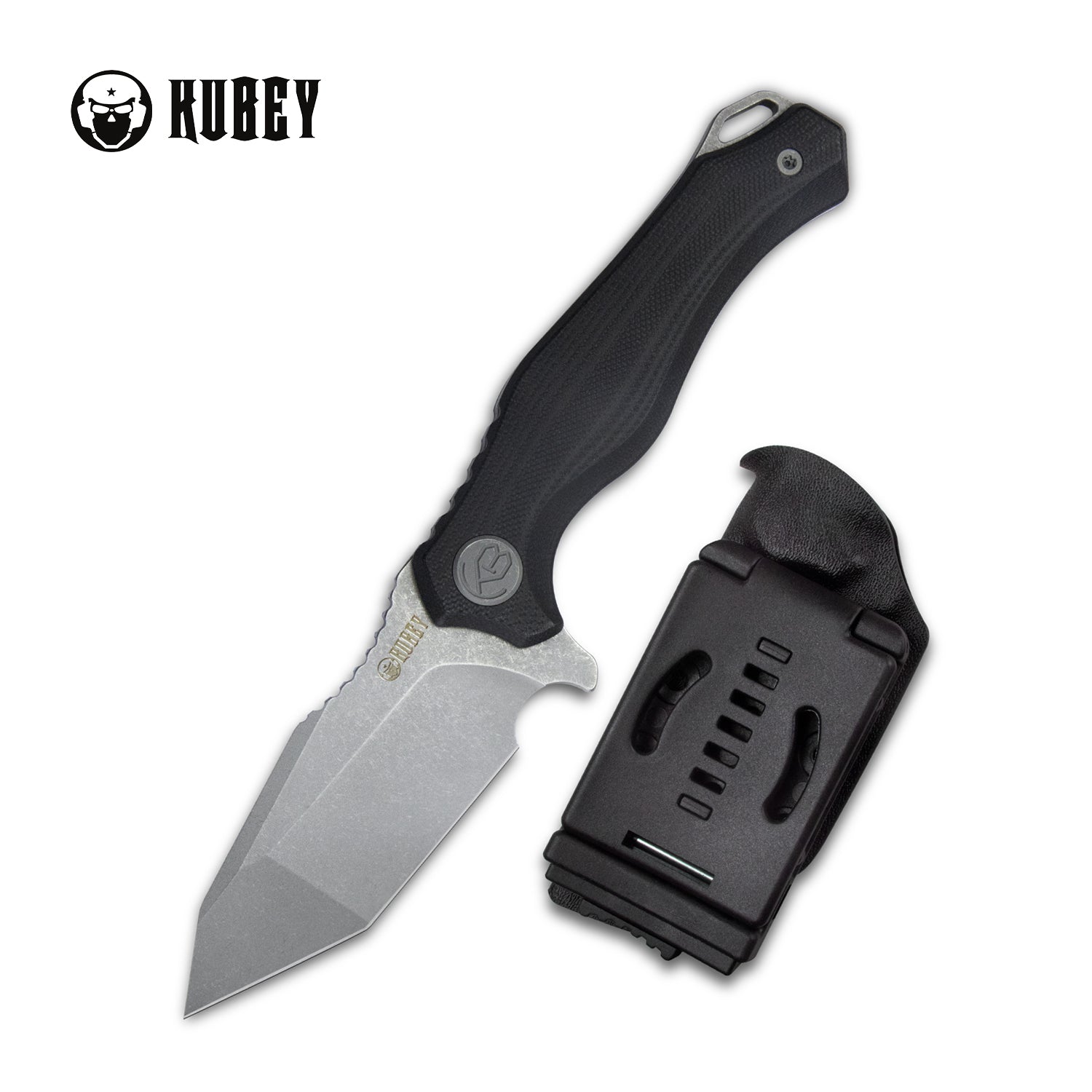 Golf  EDC Fixed Blade Knife Black G-10 Handle 3.07" Stonewashed AUS-10 with Kydex Sheath KU230E
