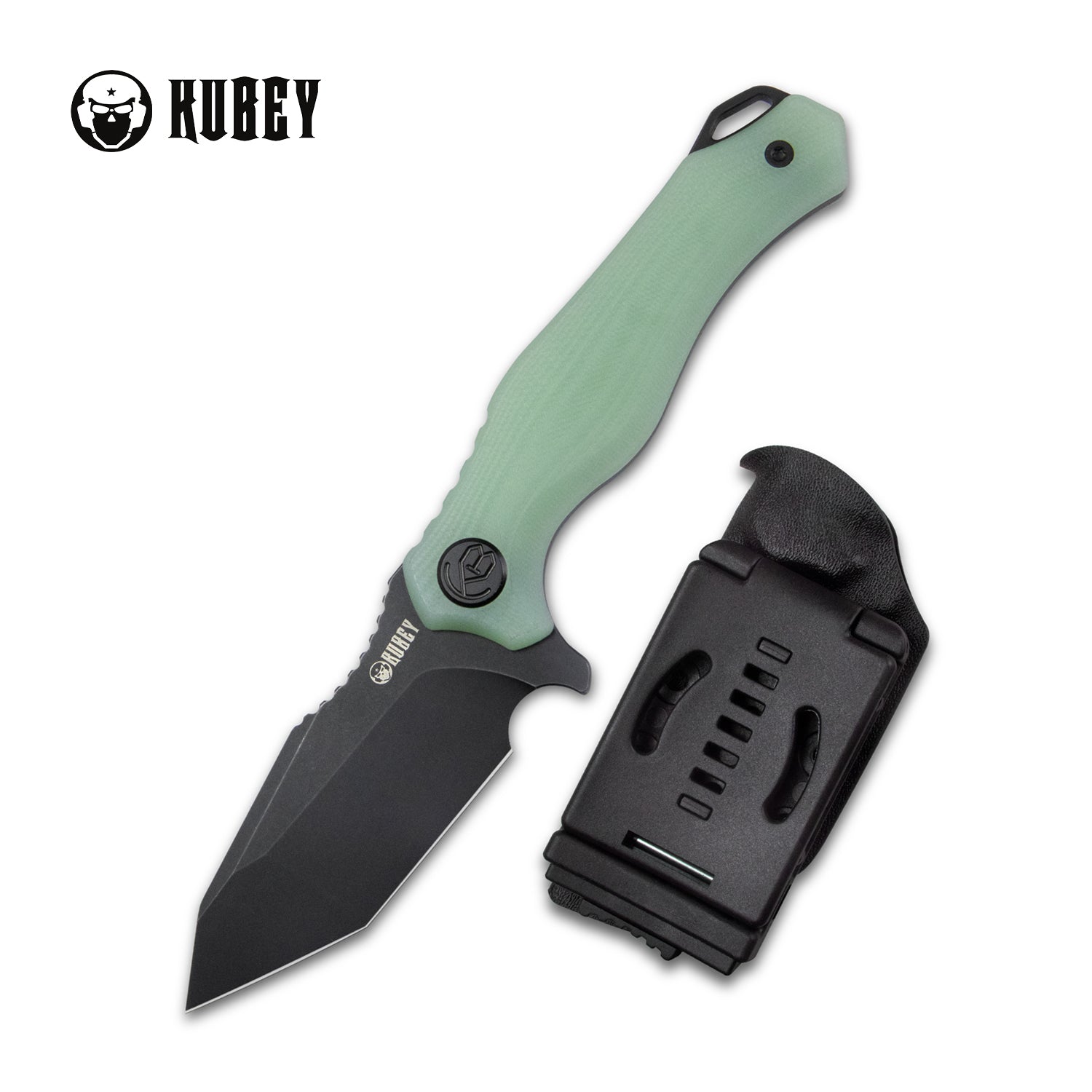Golf EDC Fixed Blade Knife Jade G-10 Handle 3.07" Blackwashed AUS-10 with Kydex Sheath KU230D