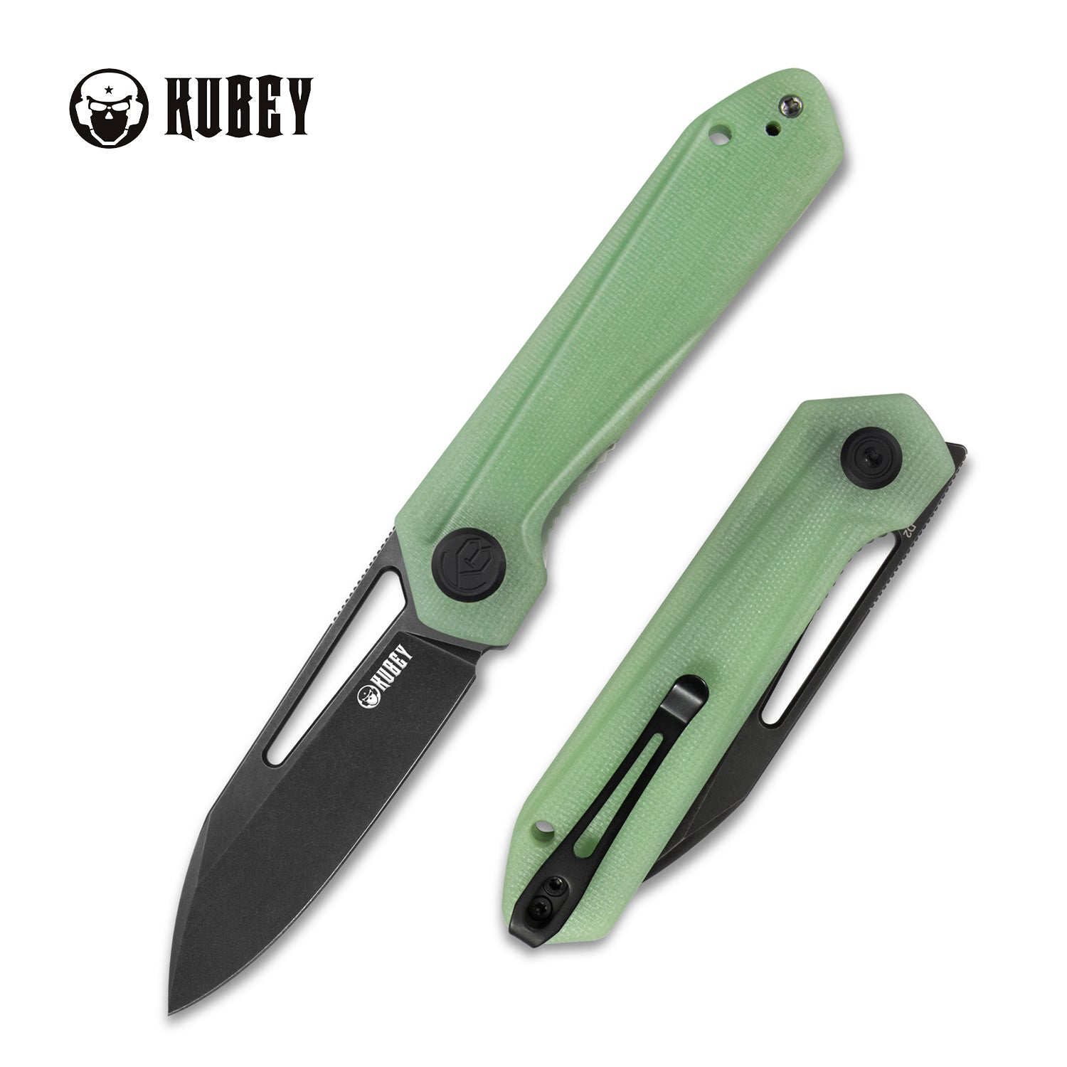 Royal Nest Liner Lock EDC Pocket Knife Front Flipper Jade G10 Handle 2.99" Dark Stonewashed D2 KU321C
