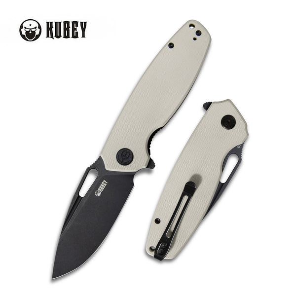 Tityus Liner Lock Flipper Folding Knife Ivory G10 Handle 3.39" Dark Stonewashed D2 KU322H