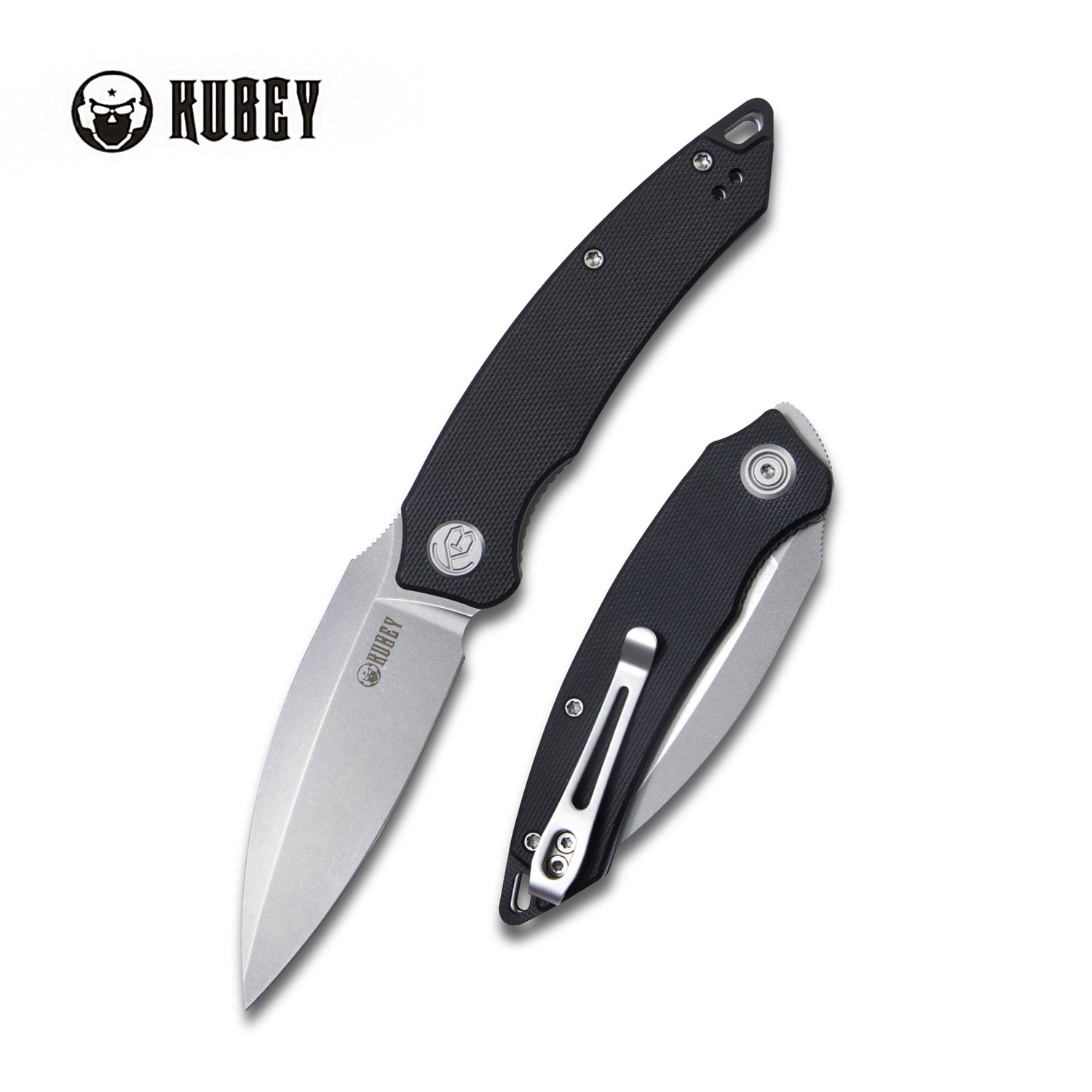 Leaf Liner Lock Front Flipper Folding Knife Black G10 Handle 2.99" Bead Blasted AUS-10 KU333A
