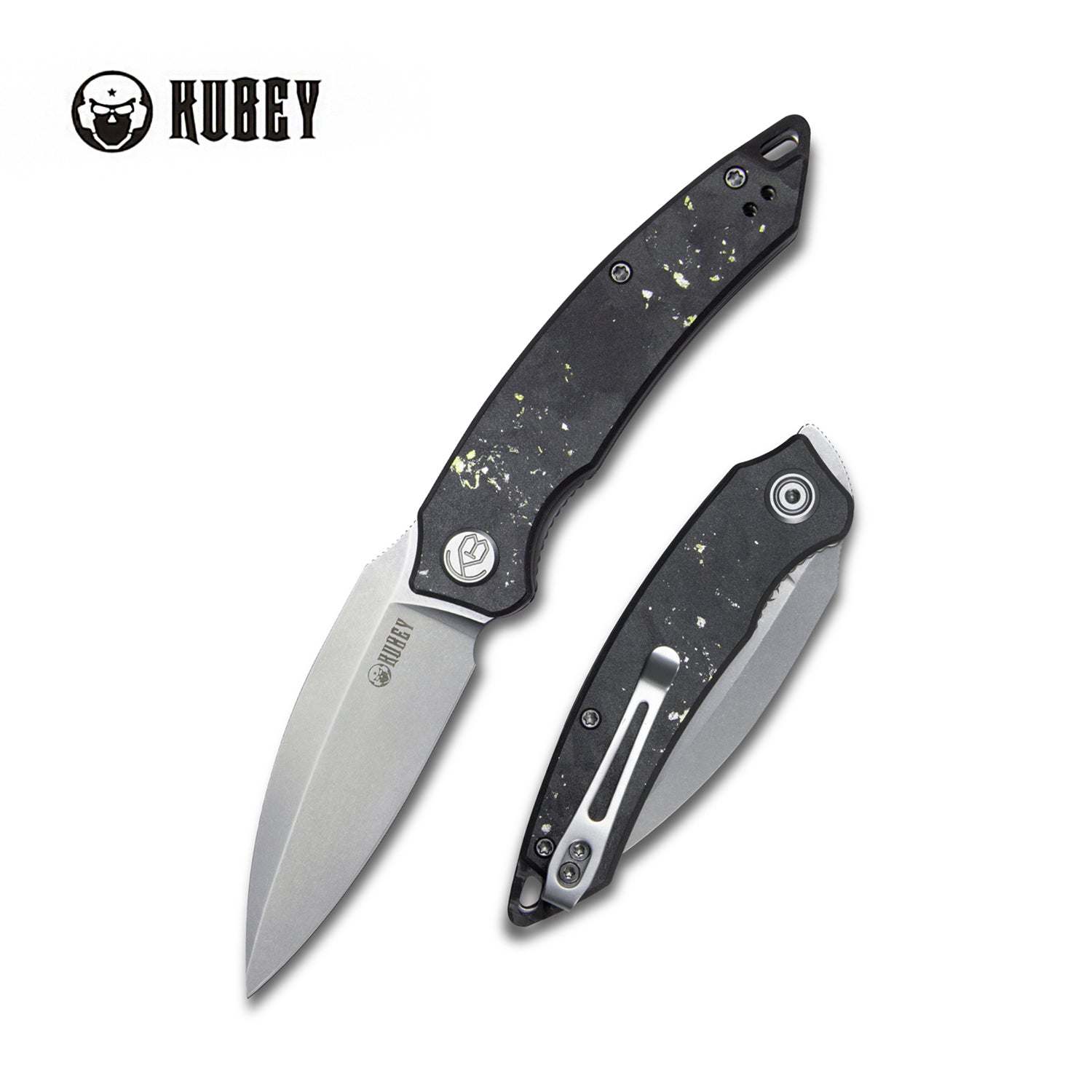 Leaf Liner Lock Front Flipper Folding Knife Black Gold