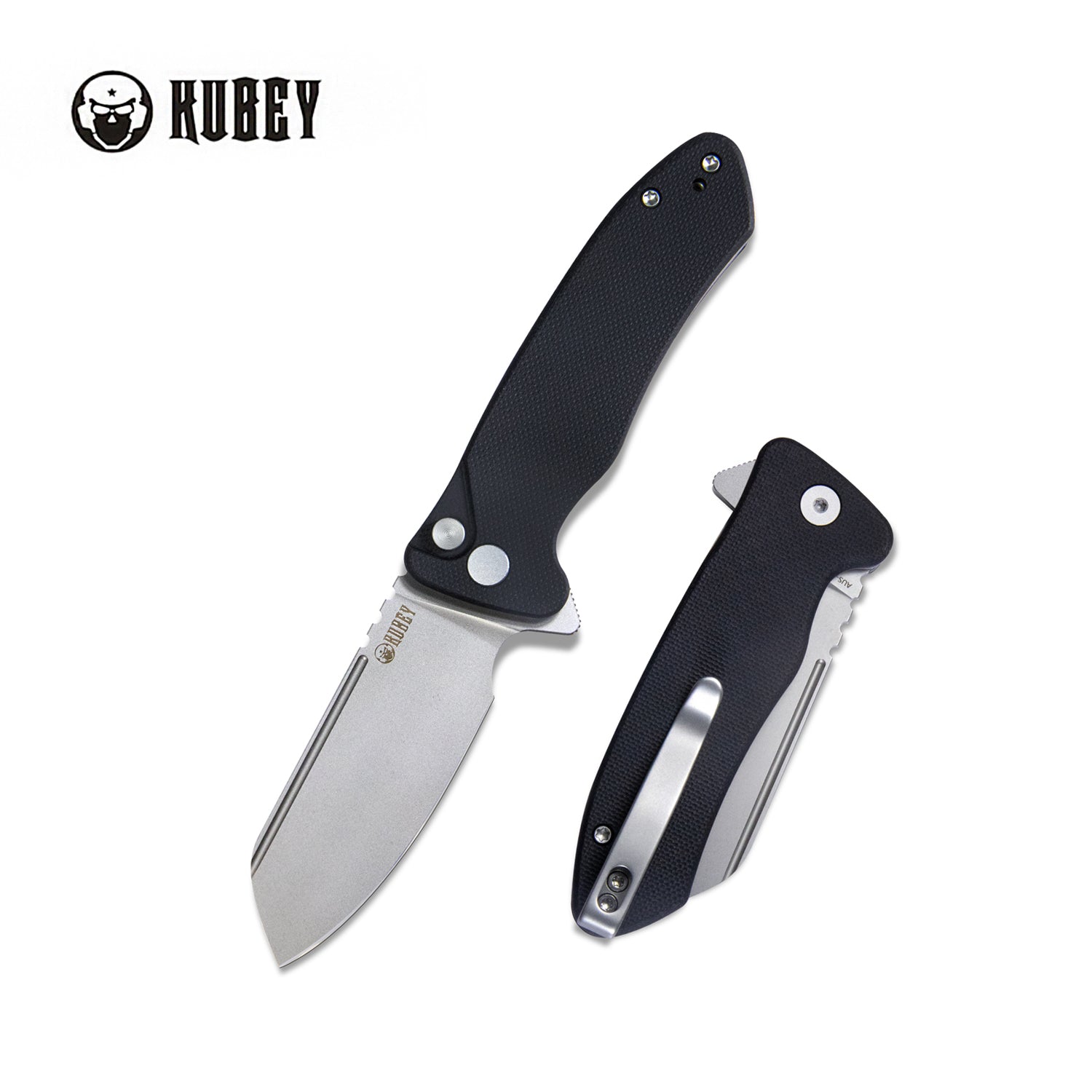 Creon Small Pocket Knife with Button Lock Black G10 Handle 2.87" Beadblast AUS-10 KU336E