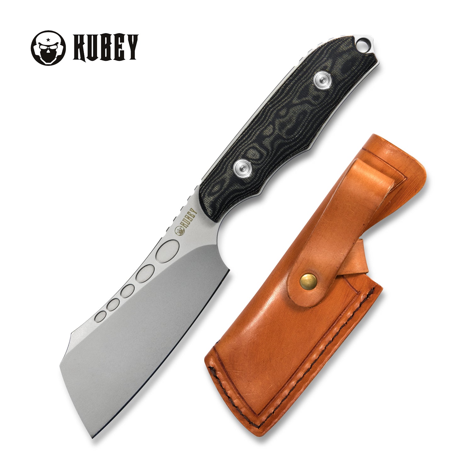 Aiden Full Tang Fixed Blade Knife Black Micarta Handle w/ Leather Sheath 3.35" Sand Blasted D2 KU341A