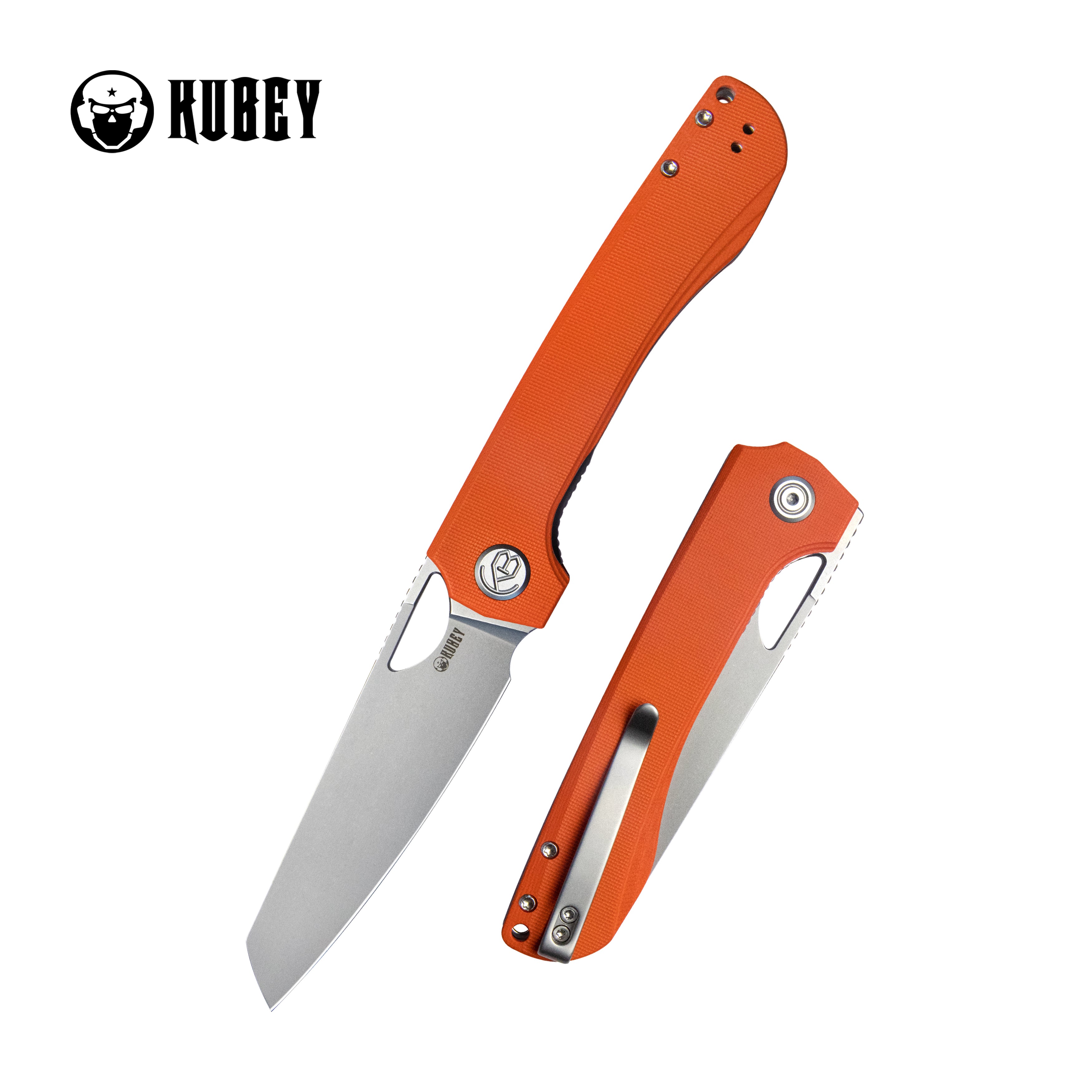 Elang Liner Lock Folding Knife Orange G10 Handle 3.94" Bead Blasted Sheepsfoot AUS-10 KU365A