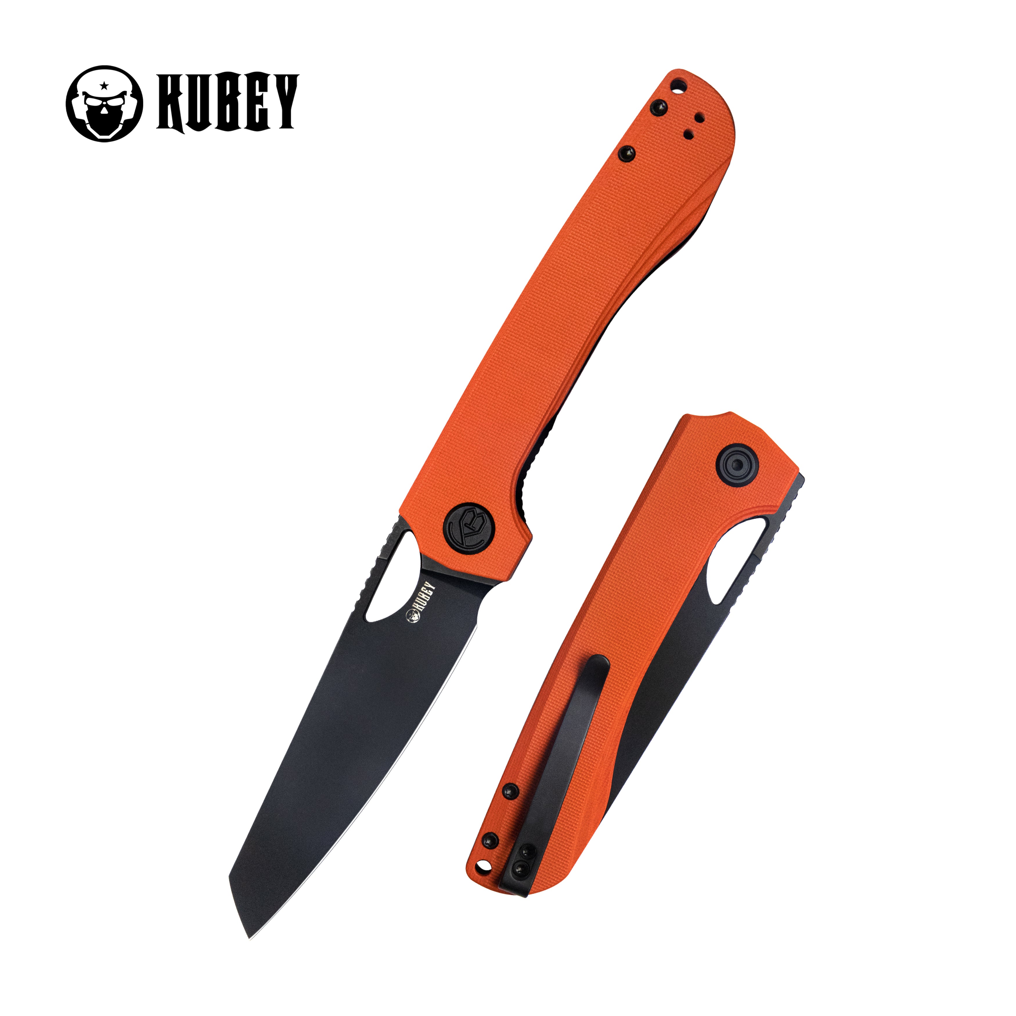 Elang Liner Lock Folding Knife Orange G10 Handle 3.94" Blackwashed Sheepsfoot AUS-10 KU365B